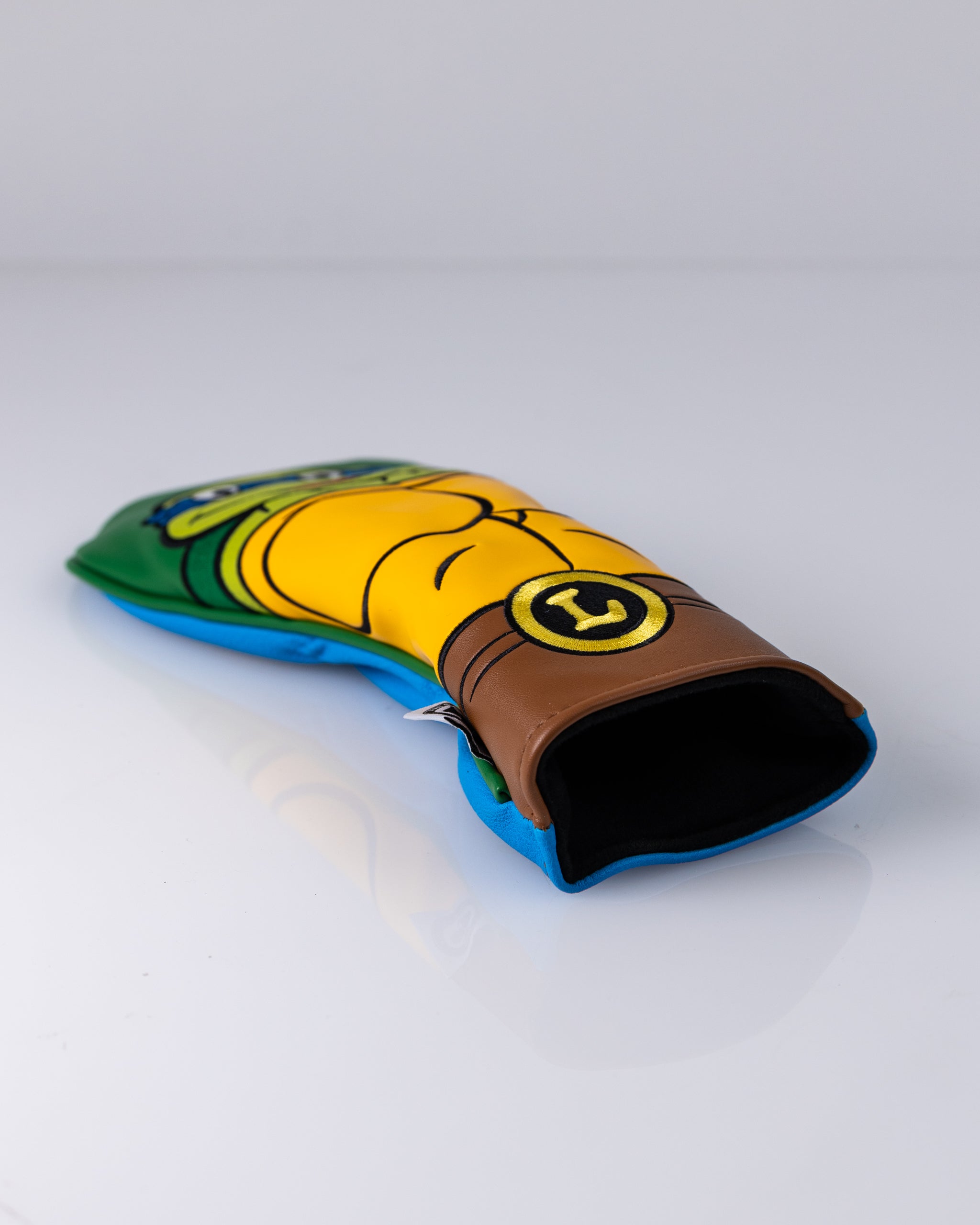 TMNT Leonardo fairway golf club cover featuring the character's iconic blue mask and shell design.