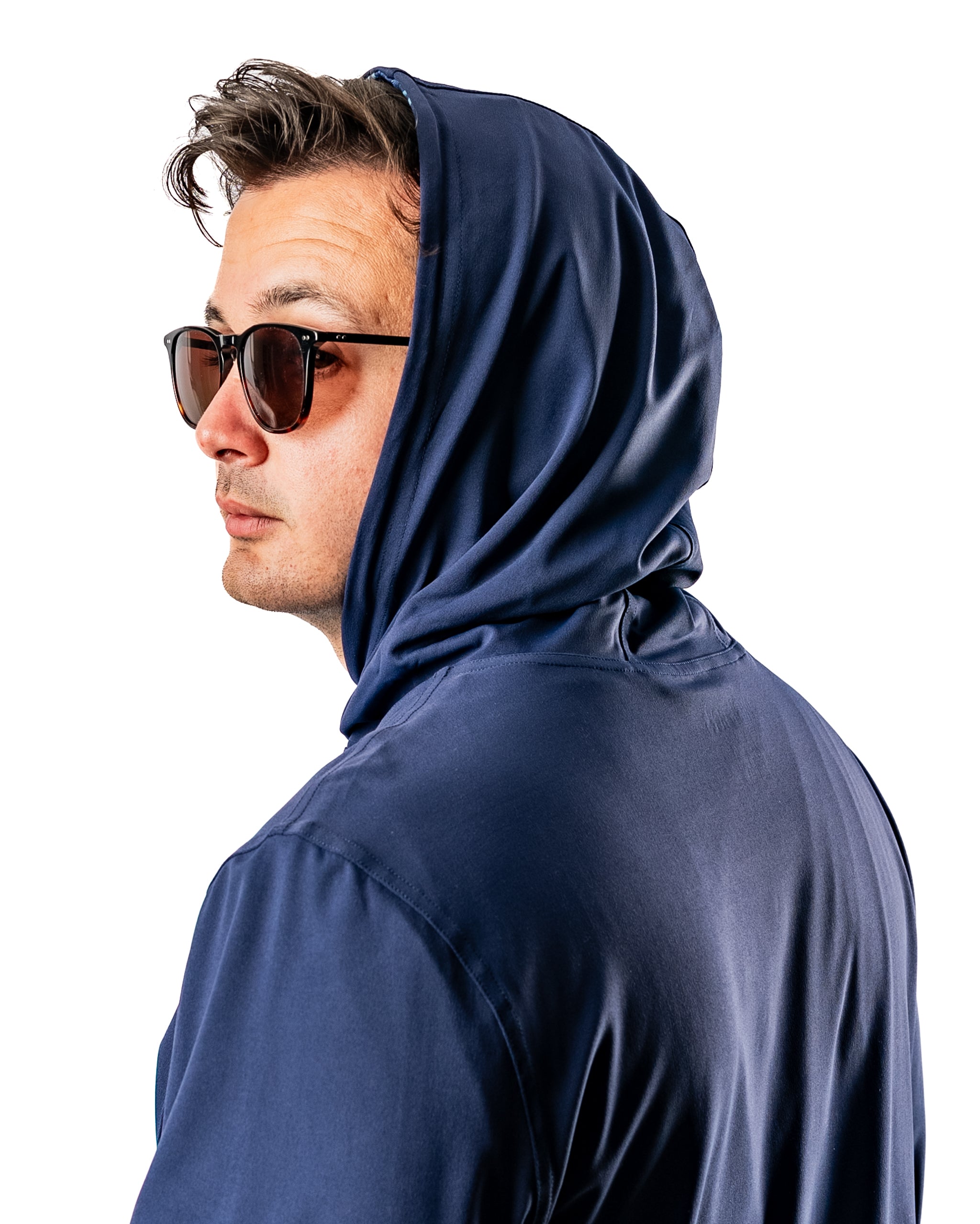 Performance Golf Hoodie in Manta Ray, featuring a relaxed fit and hood, ideal for stylish comfort on the golf course.