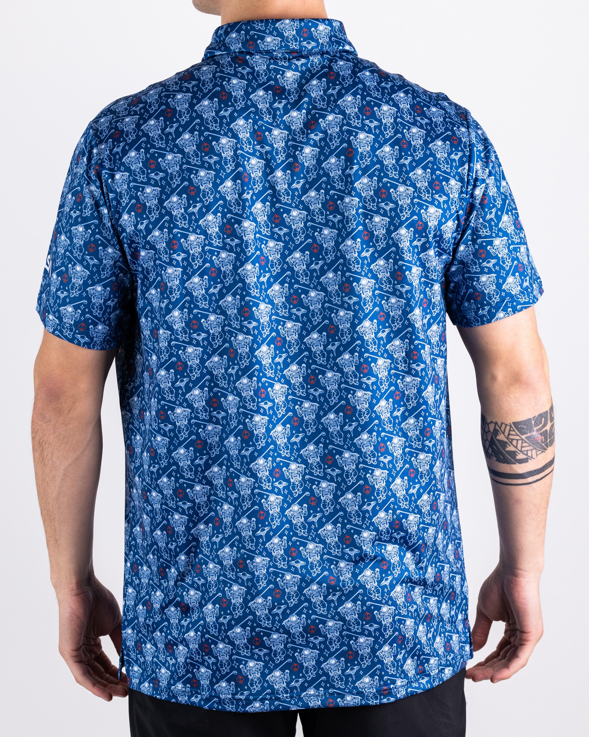 NASA Space Walker Blue Polo Shirt with logo on the left chest.