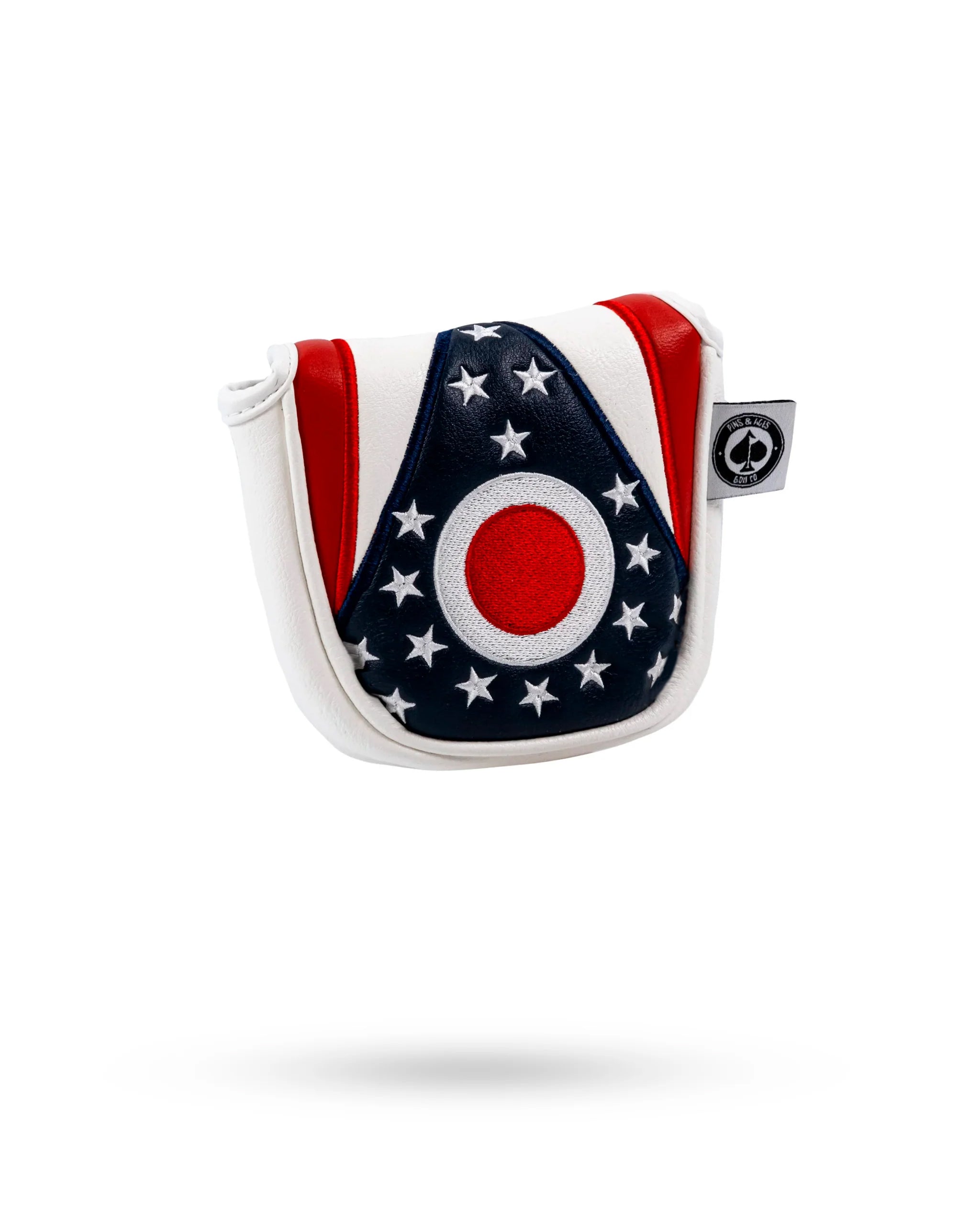Ohio State flag design mallet putter cover featuring vibrant colors and intricate details.