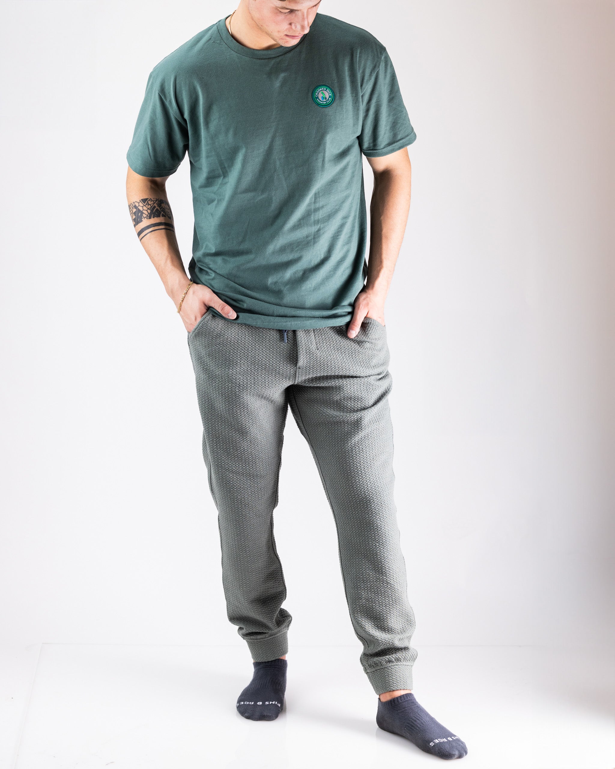 Player Preferred™ Waffleknit Jogger in Sage green, showcasing a relaxed fit and textured fabric.