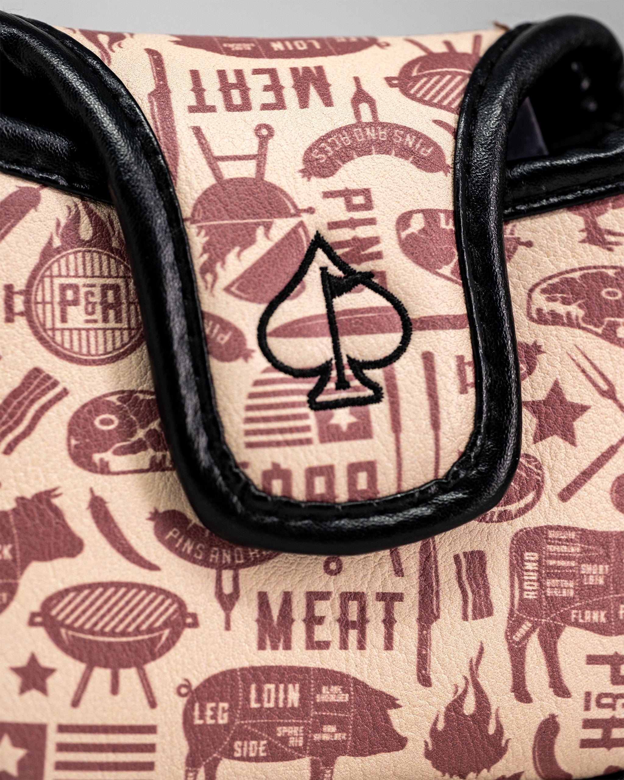 BBQ Links mallet putter cover featuring vibrant barbecue-themed graphics and plush padding for protection.