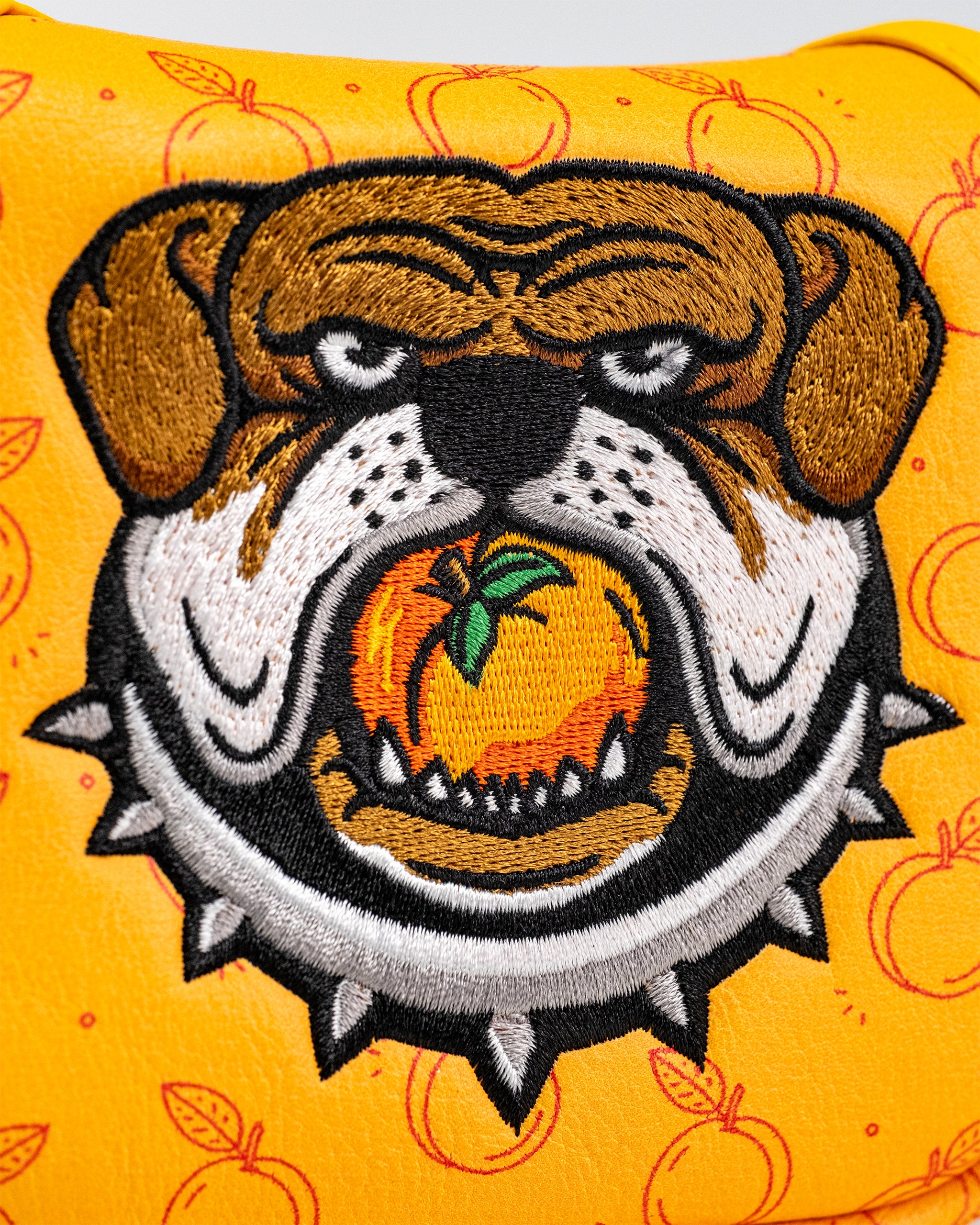 Dawg Country mallet putter cover featuring a vibrant, cartoon dog design on a black background.