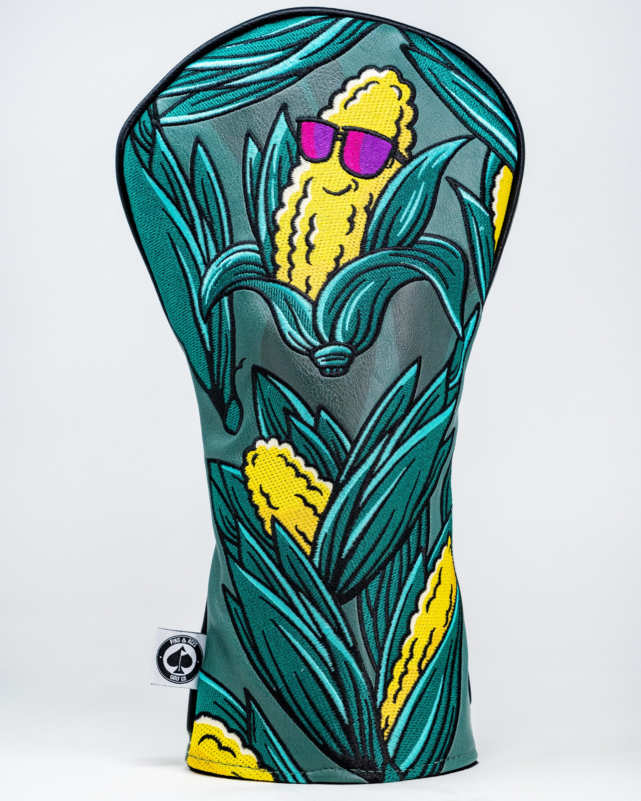 Corn Star Driver Headcover featuring a colorful corn design, crafted for stylish golf club protection.