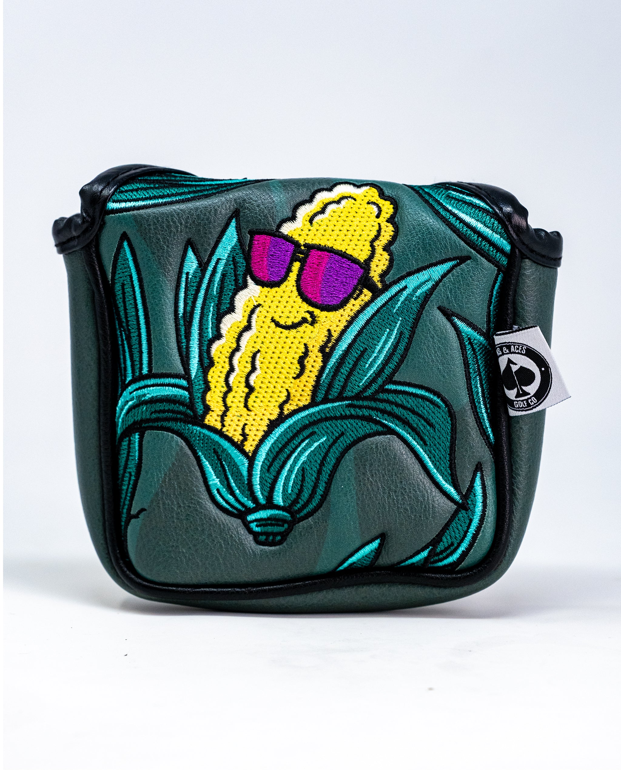 Corn Star Mallet Cover featuring a vibrant corn design, ideal for protecting golf putters.