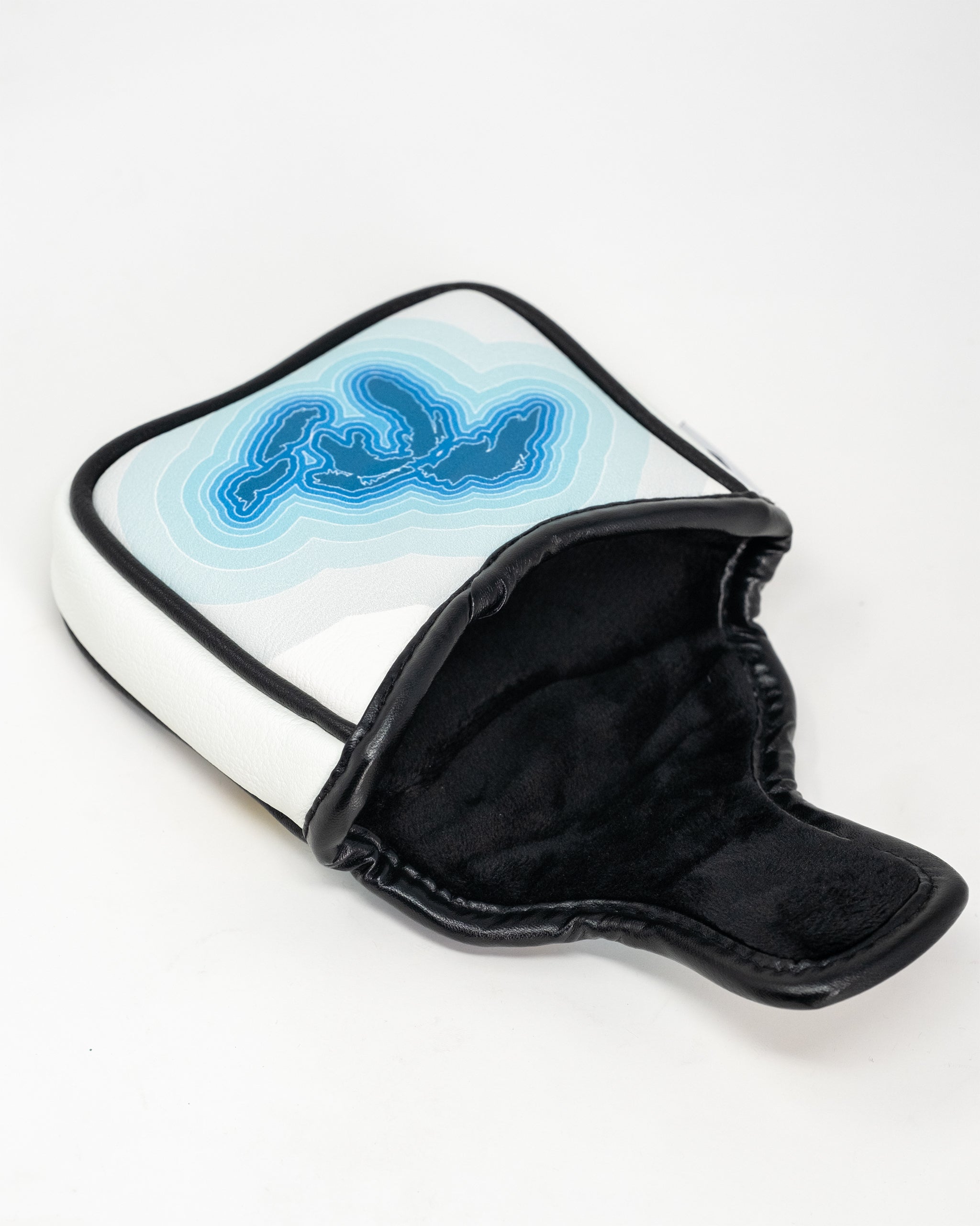 Great Lakes mallet putter cover featuring a vibrant design, crafted to protect golf putters with a secure fit.