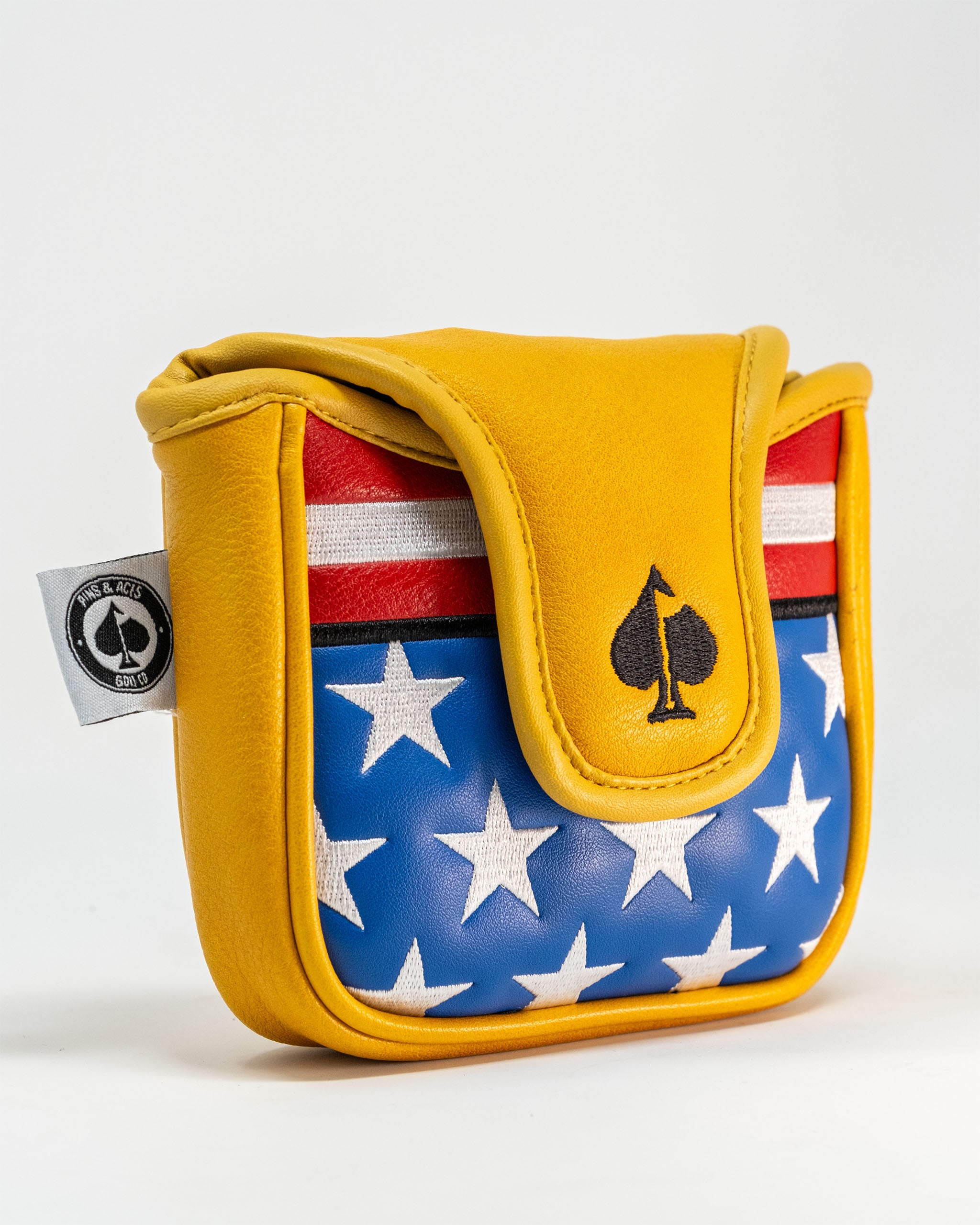 Patriot mallet cover featuring a patriotic design with red, white, and blue colors, ideal for golf enthusiasts.