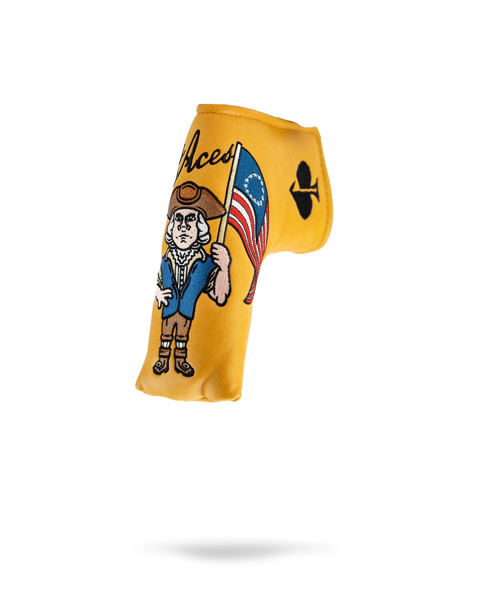 Patriot Blade Putter Cover in red, white, and blue with an American flag design, featuring a snug fit for standard blade putters.