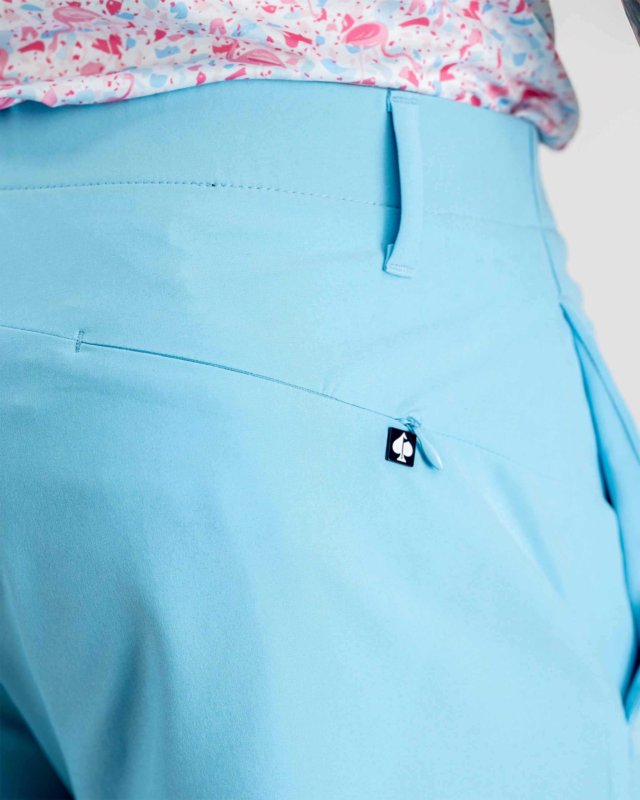 Performance shorts in sky blue, featuring a comfortable fit and lightweight fabric, ideal for active wear.