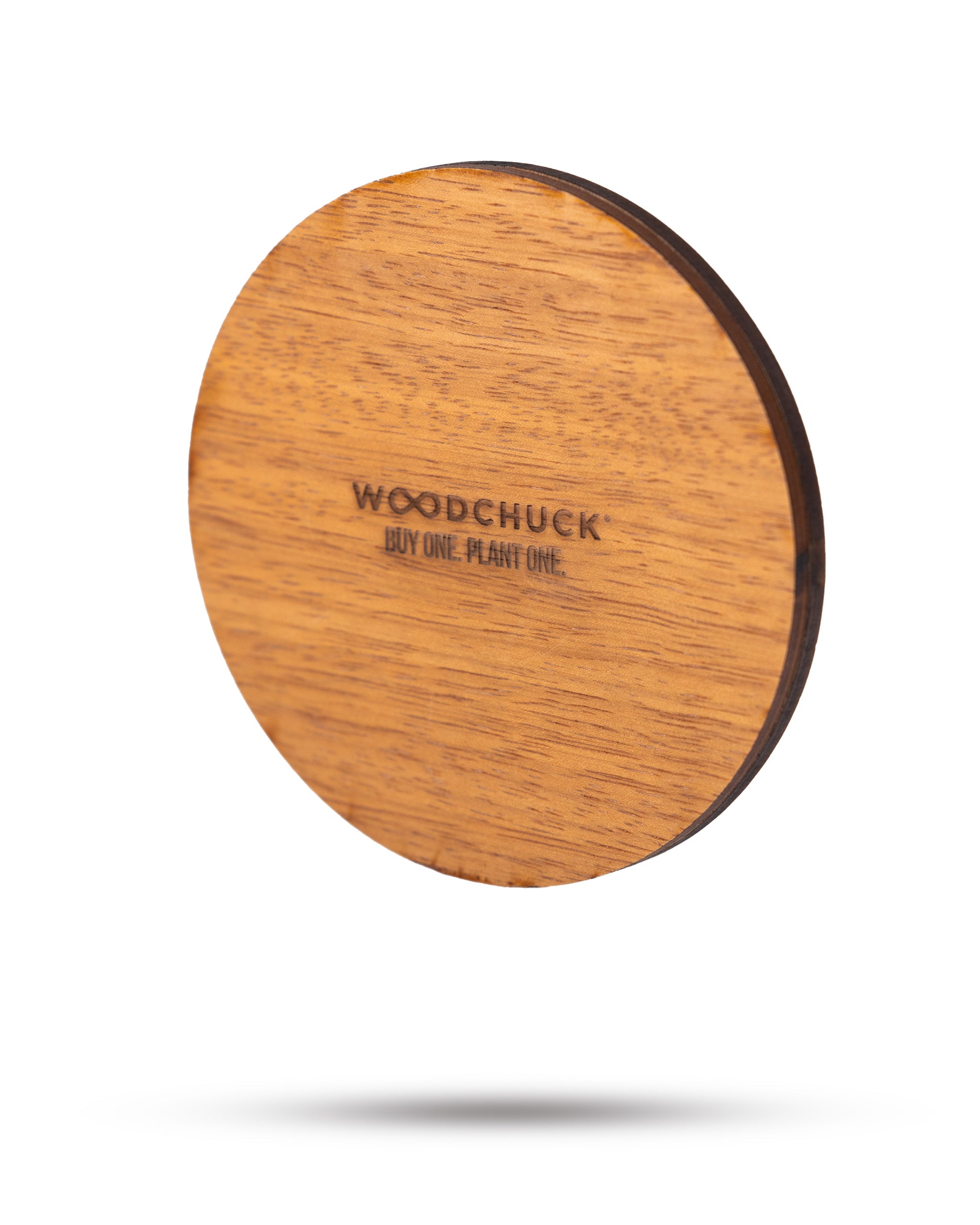 Woodchuck golf headcover in natural wood finish with black accents, featuring bold branding for golfers who stand out.