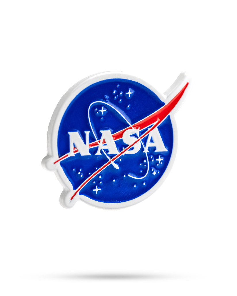 NASA "Meatball" ball marker featuring the iconic blue logo with red swoosh and white lettering, perfect for golf enthusiasts.