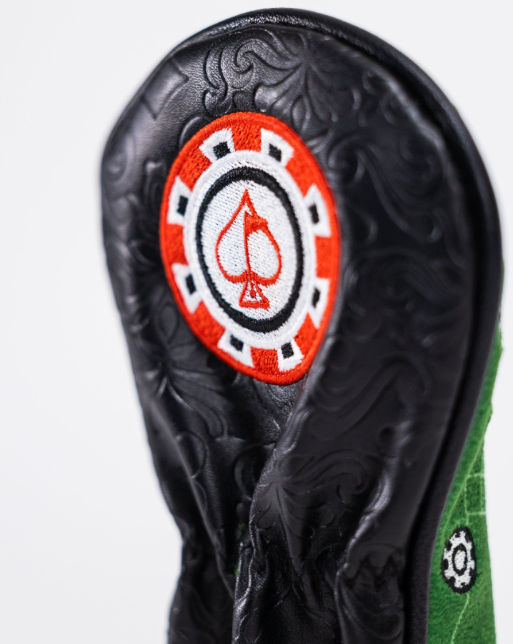 Bold hybrid golf headcover featuring a spade emblem, designed for golfers who want to make a statement on the course.