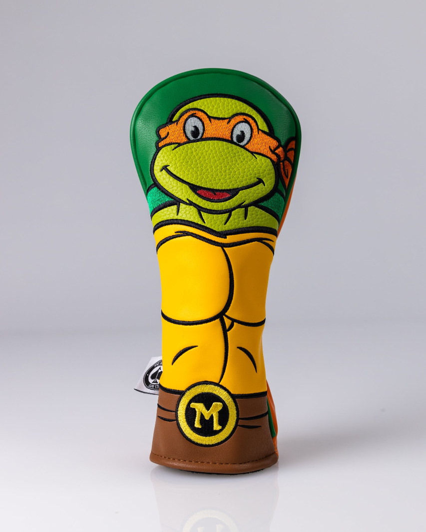 TMNT Michelangelo hybrid golf cover featuring a vibrant design of the character in his signature colors.