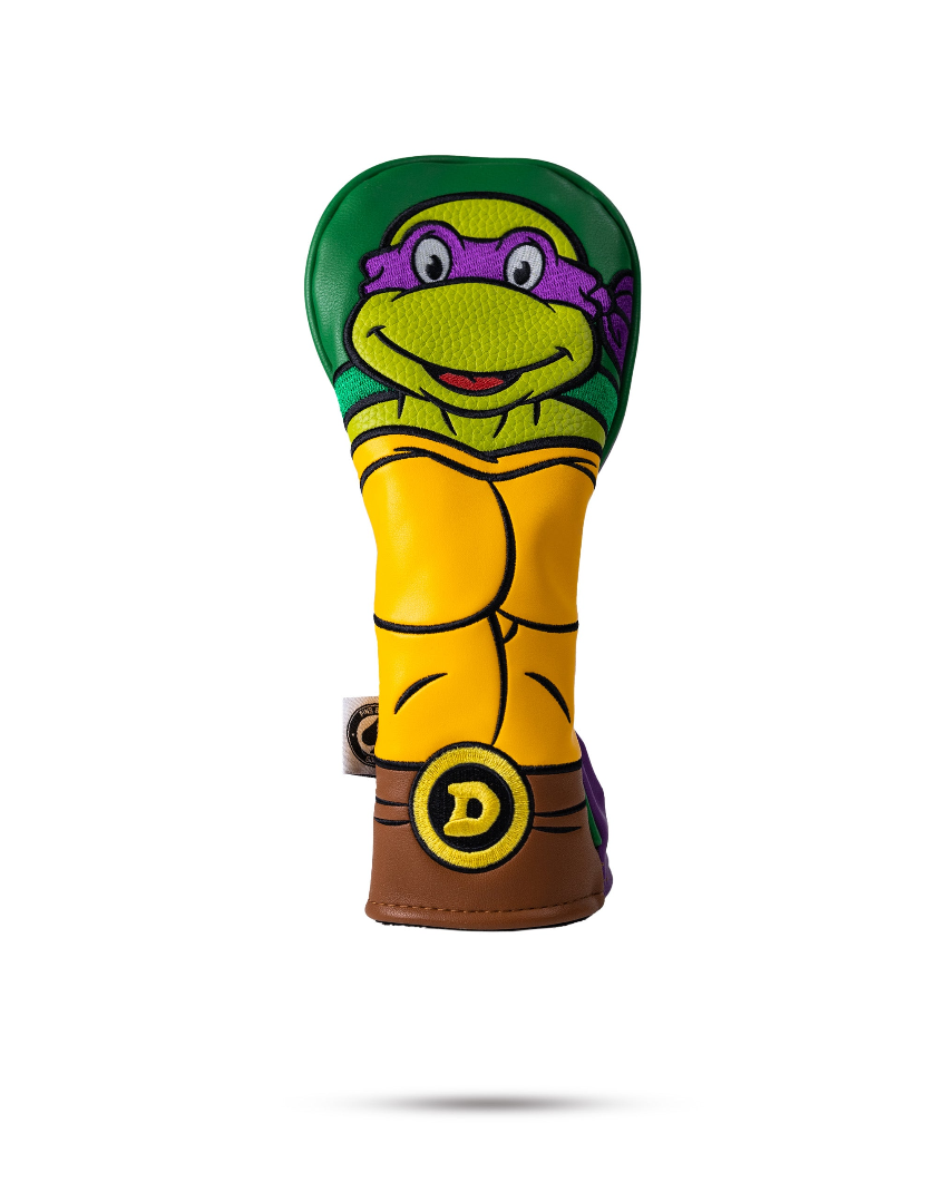 TMNT Donatello hybrid golf headcover featuring vibrant colors and character design, perfect for unique golf style.