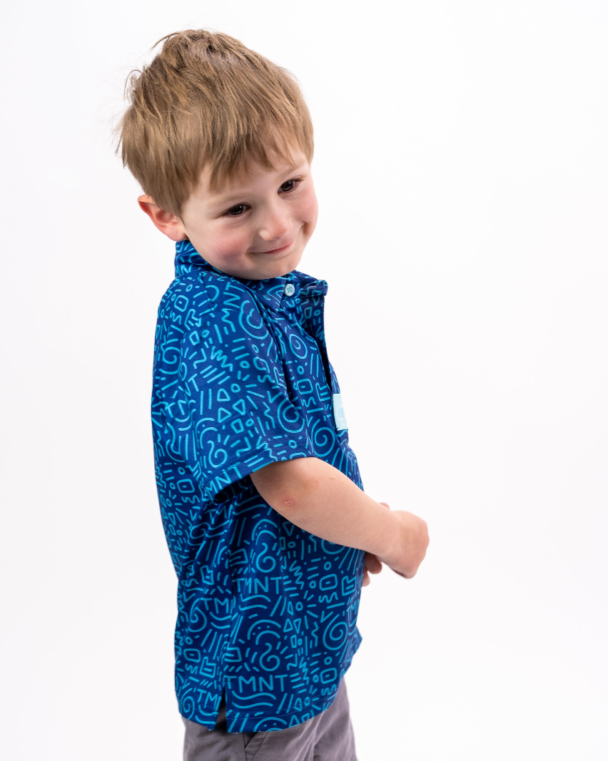 Youth TMNT Doodle shirt featuring a vibrant blue design with playful doodles, perfect for young fans of the Teenage Mutant Ninja Turtles.