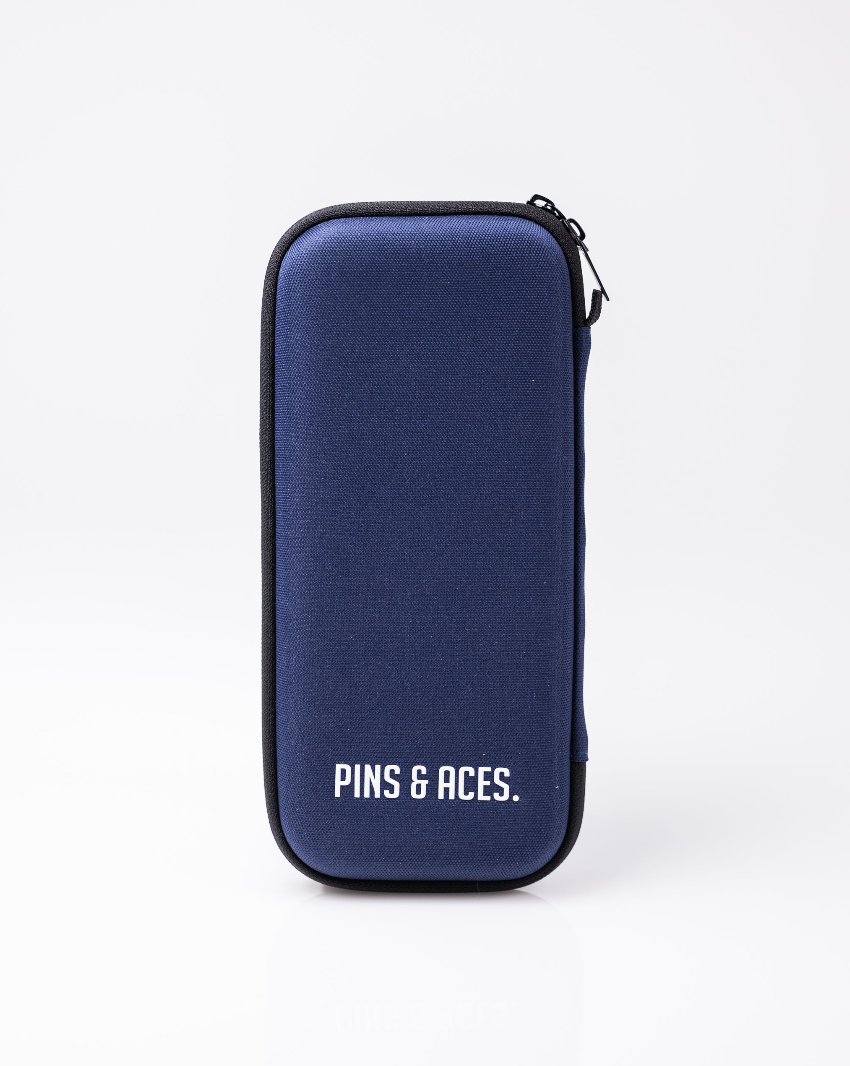 Navy glove and accessory caddie featuring a sleek design with the Pins & Aces logo, perfect for golfers on the go.