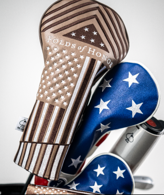 Folds of Honor 2.0 driver cover featuring a patriotic design with an American flag and star patterns, perfect for golfers.