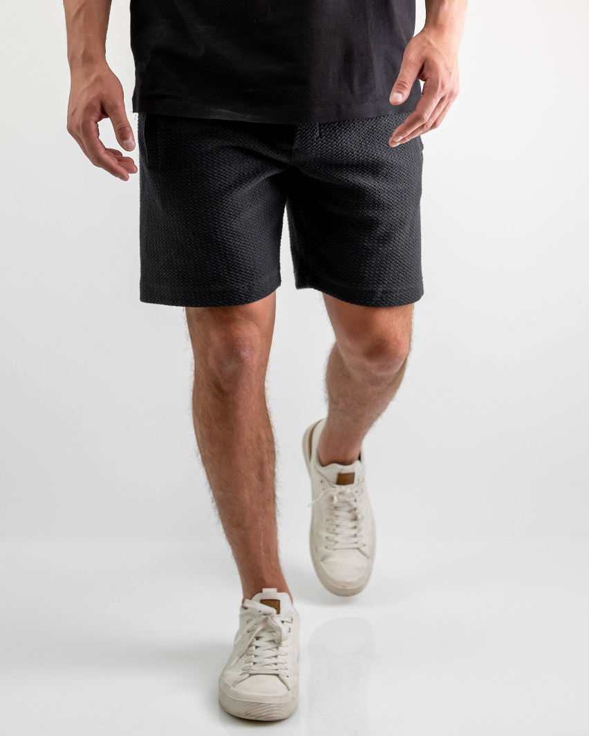 Men's Player Preferred Waffleknit Shorts in Obsidian, featuring a textured design and a comfortable fit for golf enthusiasts.