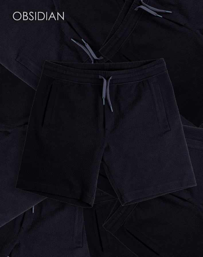 Player Preferred Waffleknit Shorts in Obsidian, featuring a textured fabric, drawstring waist, and side pockets.