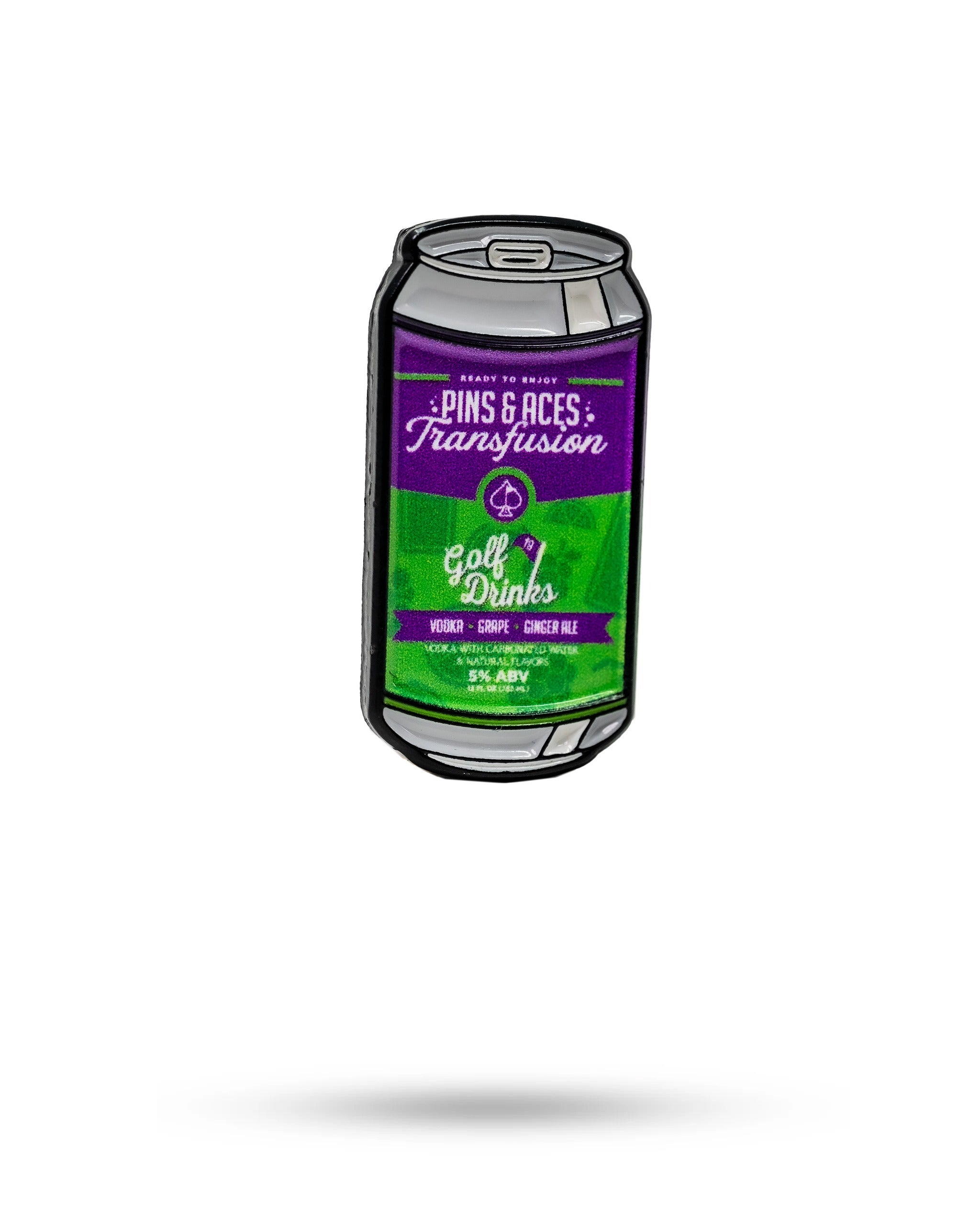 Transfusion Can Ball Marker featuring a colorful design resembling a beverage can, ideal for golfers wanting a unique accessory.