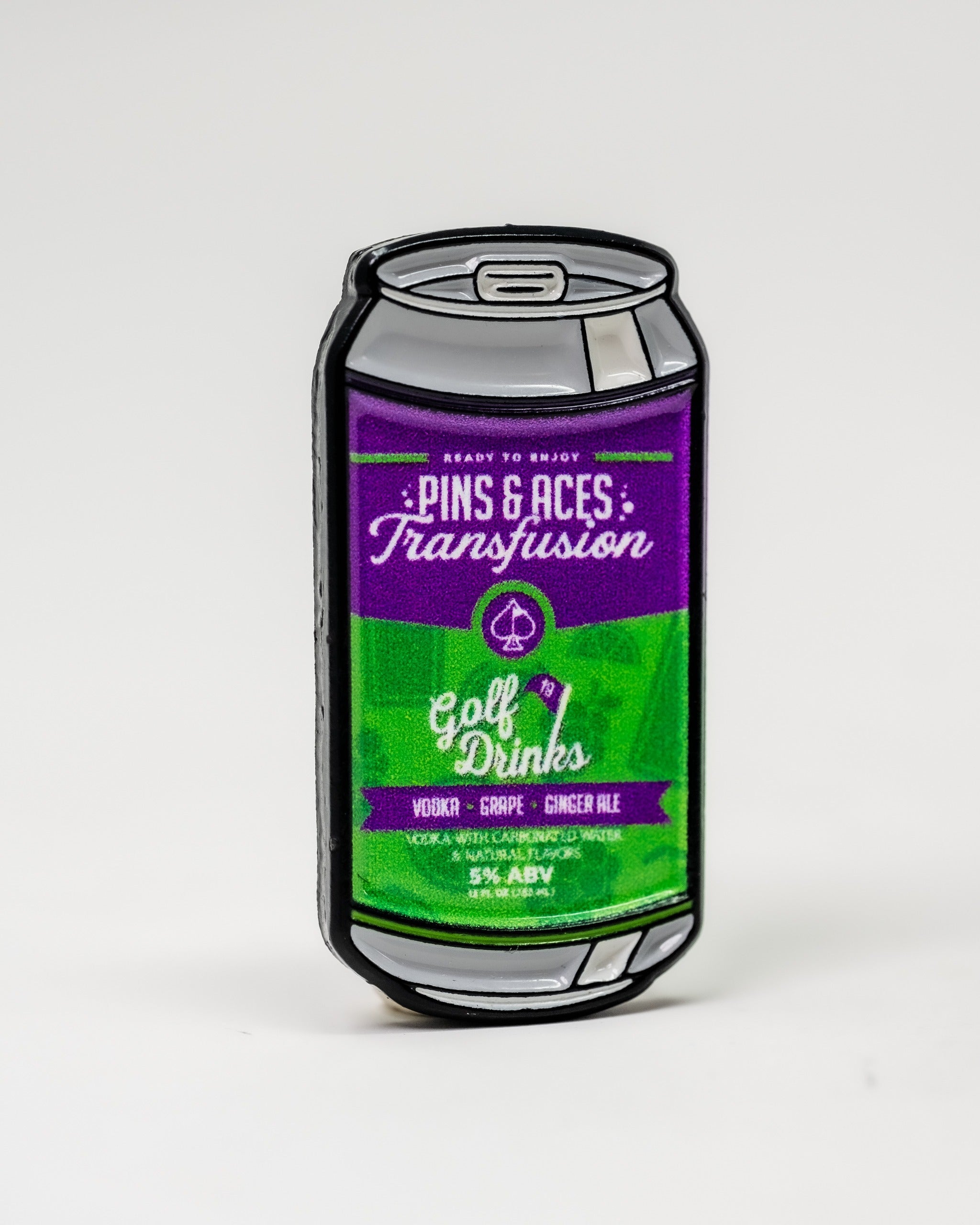 Transfusion Can Ball Marker featuring a vibrant design resembling a drink can, ideal for golfers seeking unique accessories.