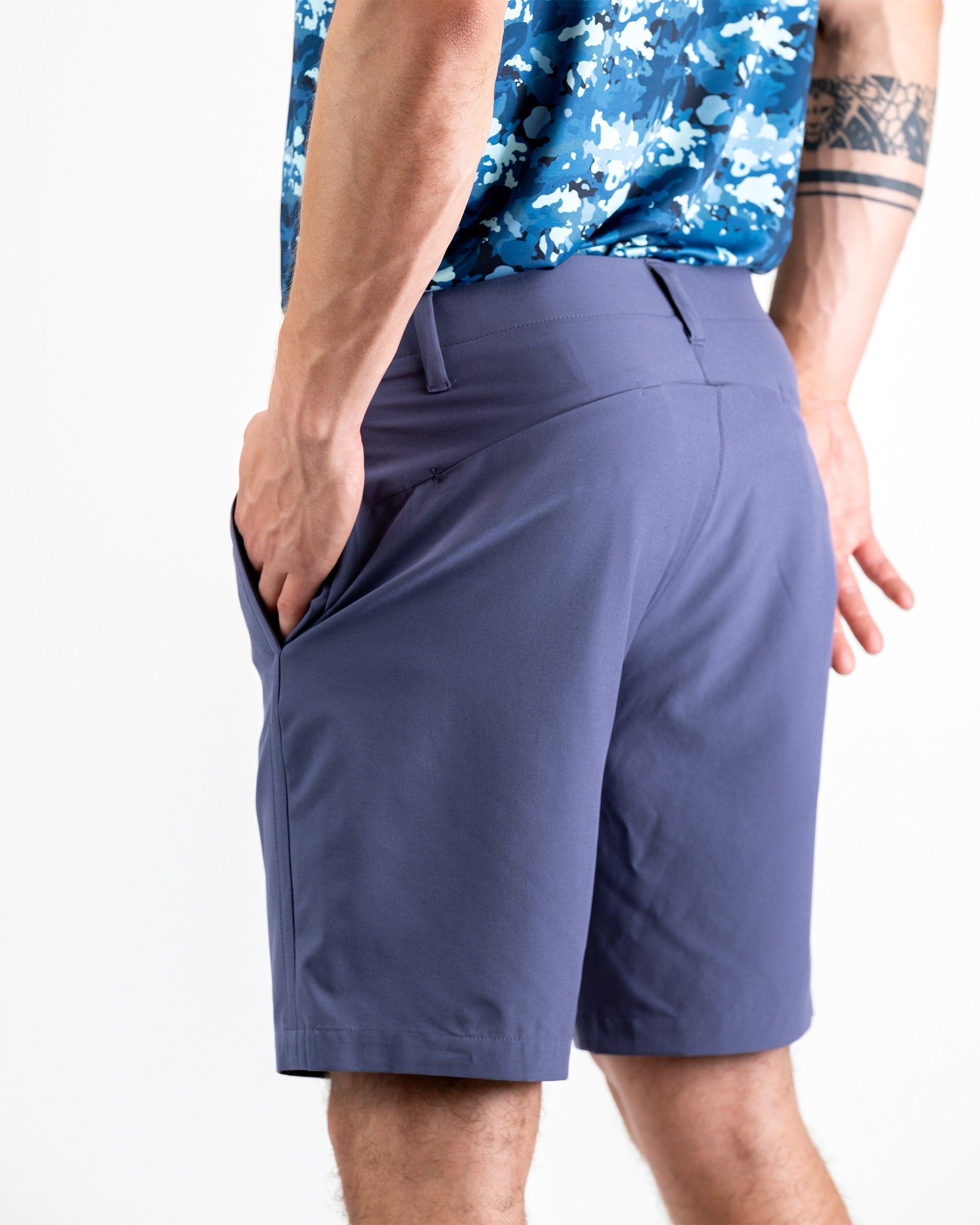 Performance shorts in a dusk color, featuring a lightweight design and athletic fit, ideal for active wear.