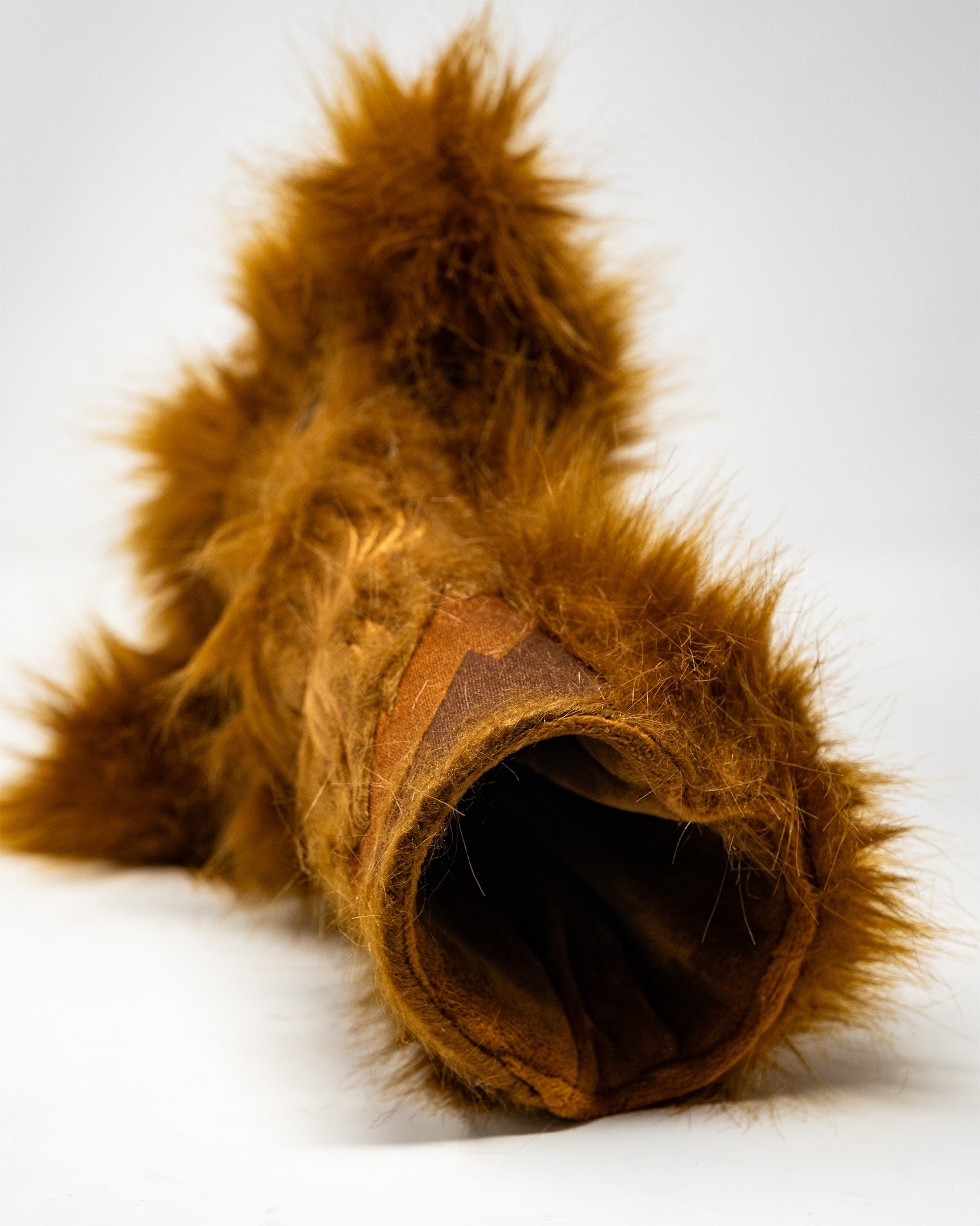 Highland cow driver cover with a fuzzy, textured design in shades of brown, perfect for adding personality to your golf bag.