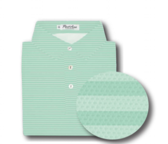 Player Preferred Polo in spearmint stripes features a classic collar and button placket, perfect for stylish golf outings.