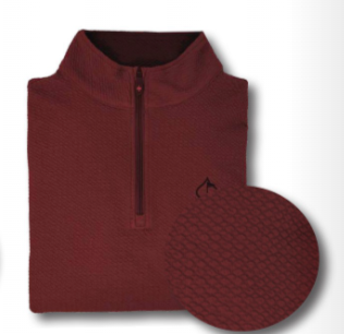 Merlot Player Preferred Waffle Knit Pullover featuring a quarter-zip design and textured fabric for stylish comfort on the course.