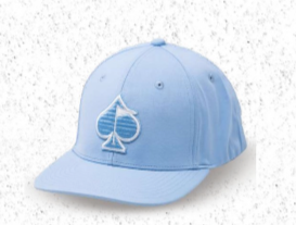 Carolina blue performance hat featuring a spade logo, designed for golfers seeking style and comfort on the course.