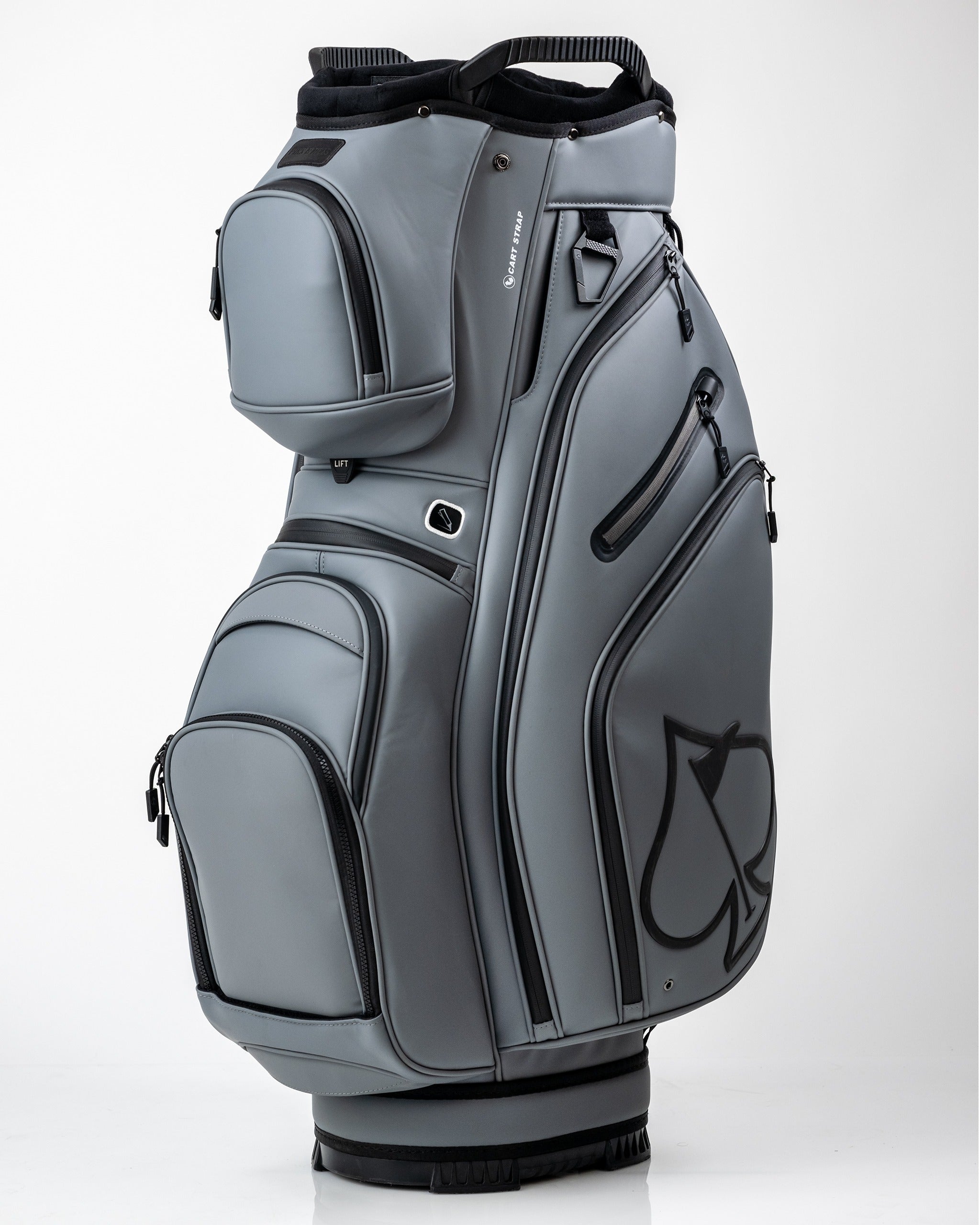 Stylish Player Preferred™ Cart Bag in Flat Ash gray, featuring multiple pockets and a sleek design for golfers.