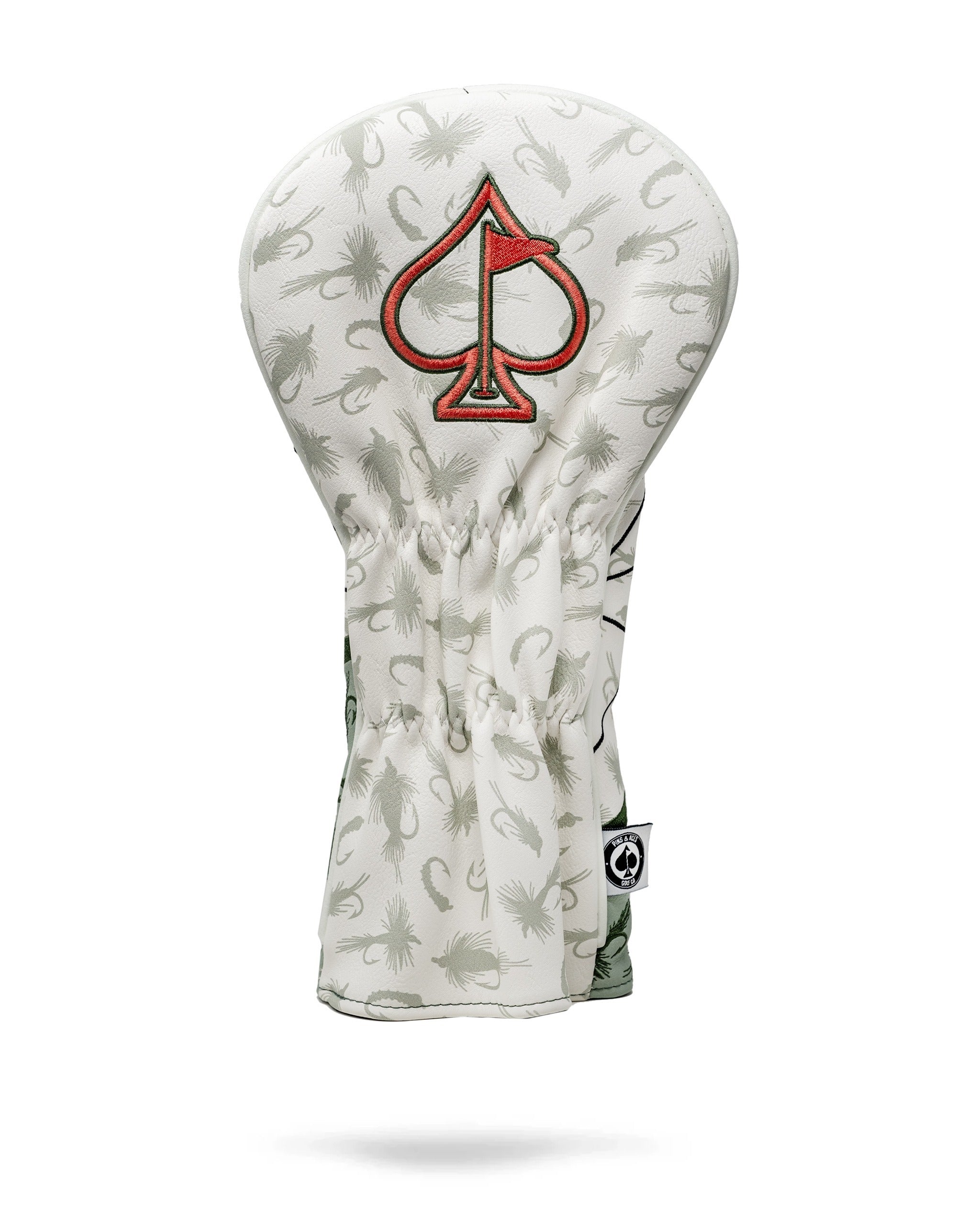 Trout driver cover featuring a unique fish pattern and a bold spade logo, designed for stylish golf protection.