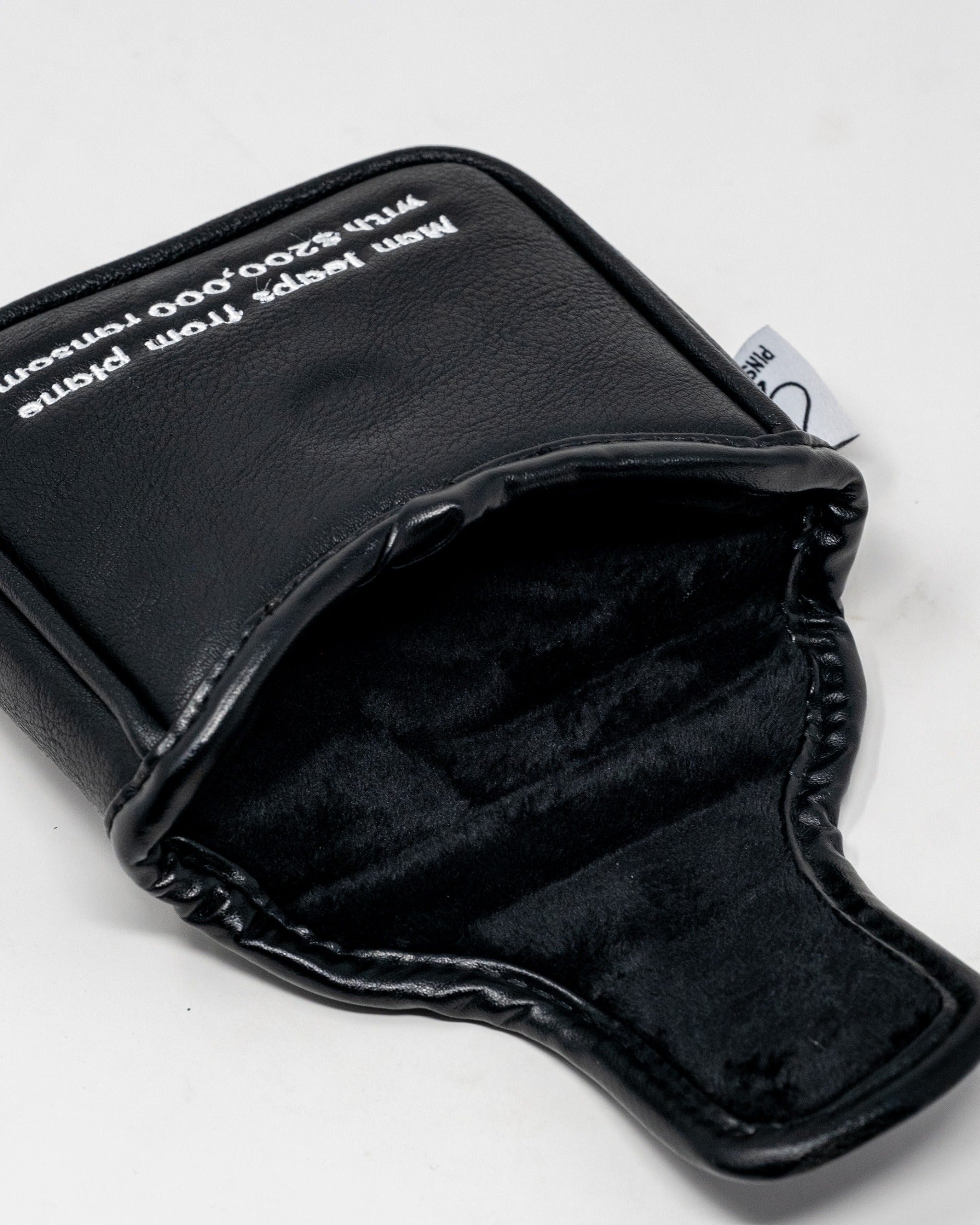 Black mallet putter cover featuring a soft interior lining, designed to protect your putter with a sleek, stylish look.