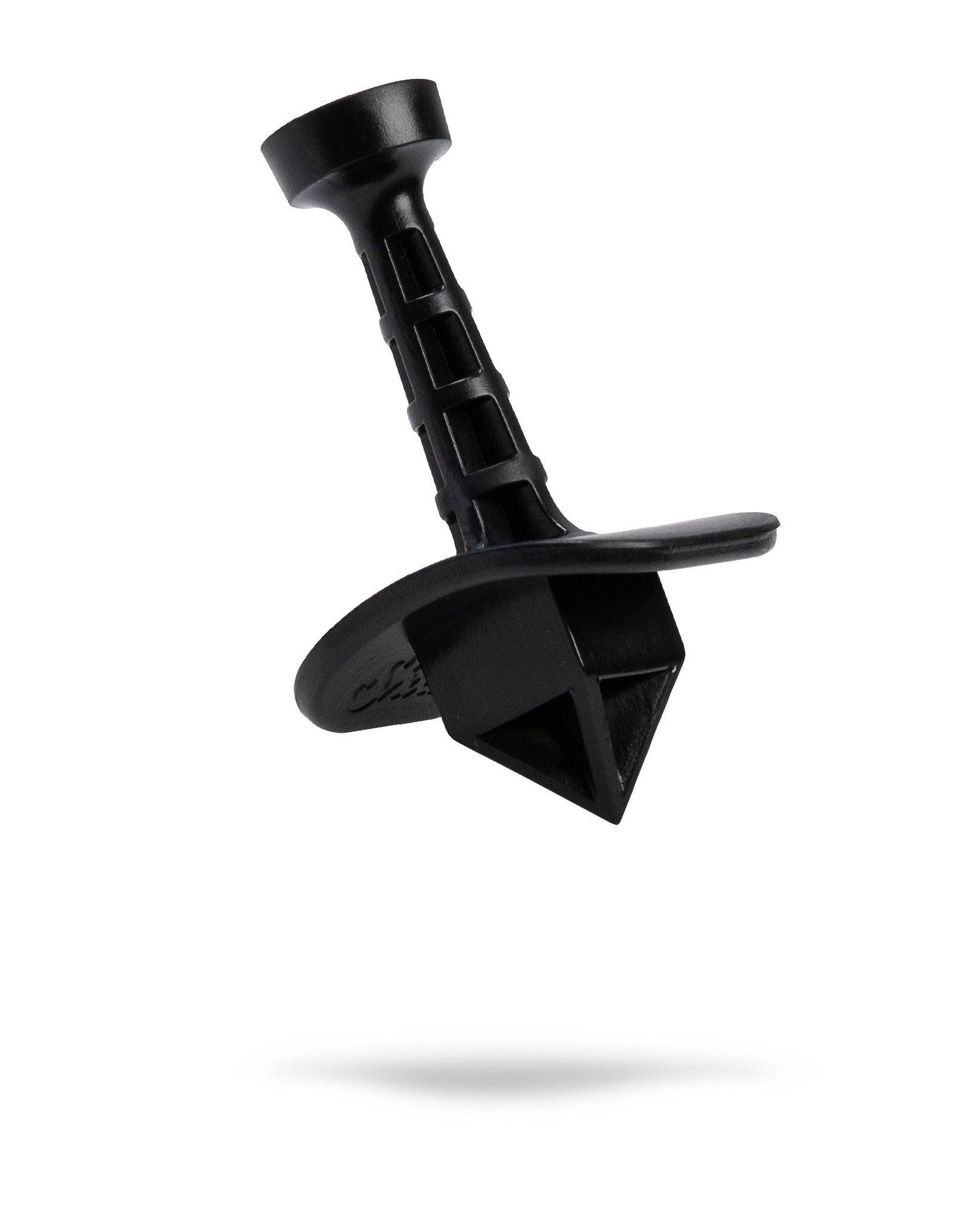 Black Shottee golf tee with a unique design, featuring a square head and a textured grip for optimal performance.