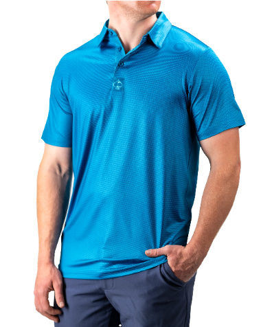 Men's Faded Rope polo in Ocean blue, featuring a textured design and a modern fit, perfect for stylish golf outings.