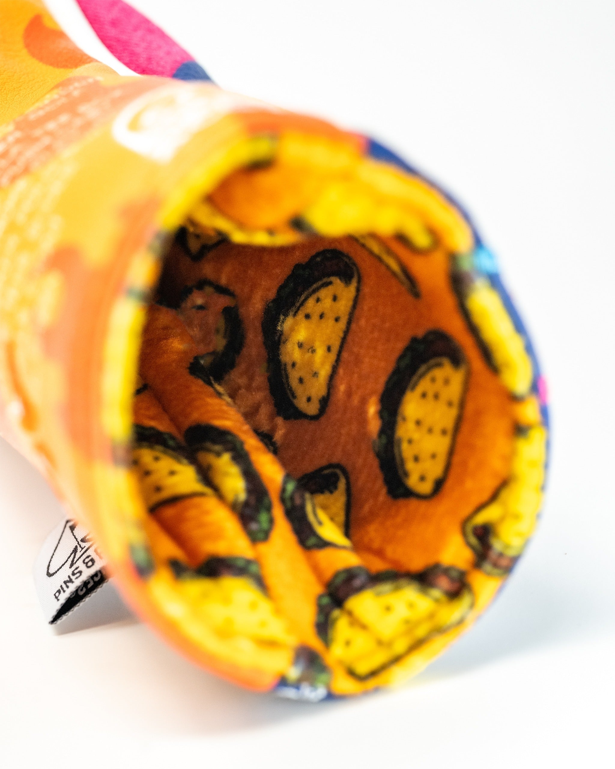 Vibrant golf headcover featuring a taco-themed interior, designed for golfers who want to showcase their unique style.