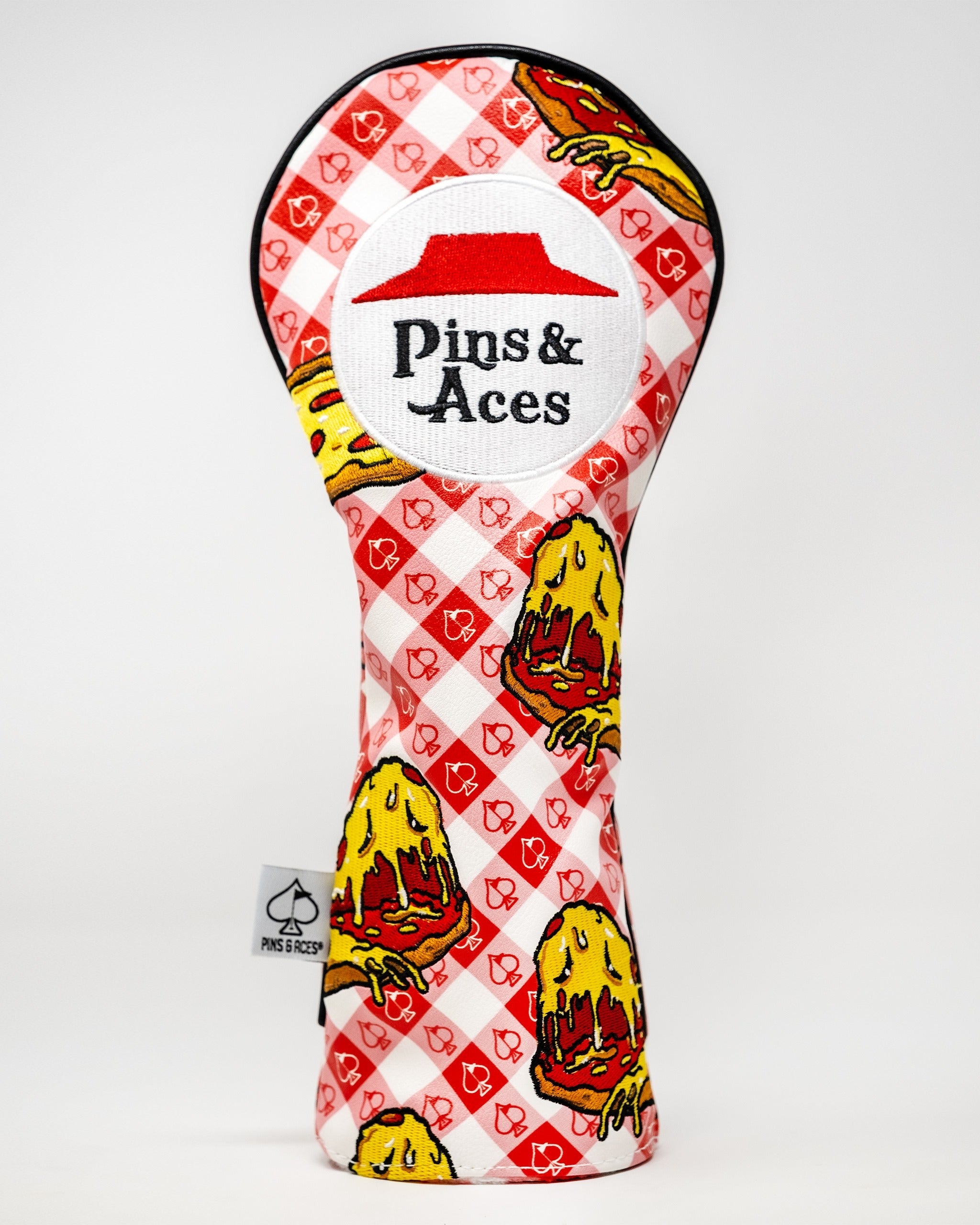 Bold fairway cover featuring a playful food design and the Pins & Aces logo, perfect for golfers who want to stand out.