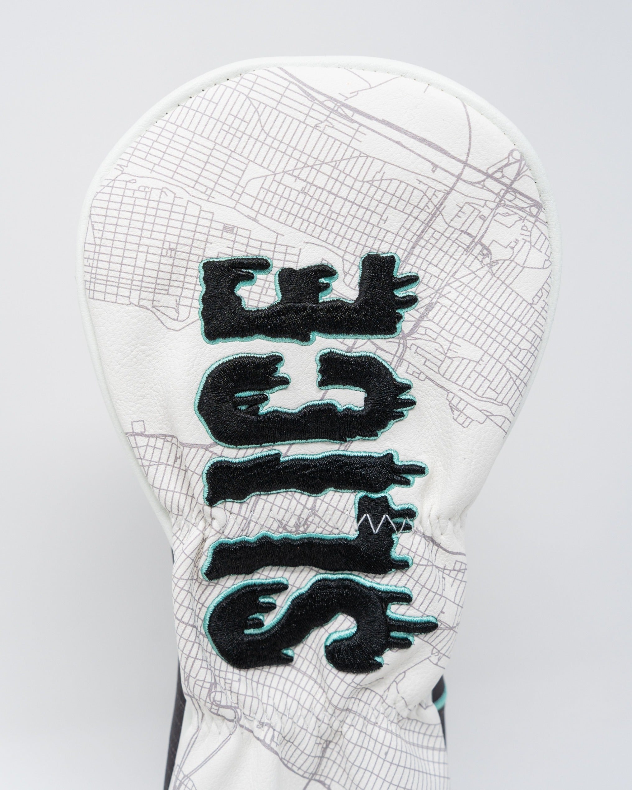 Bold fairway cover featuring a unique map design and "Shady Slice" text, perfect for golfers looking to stand out.