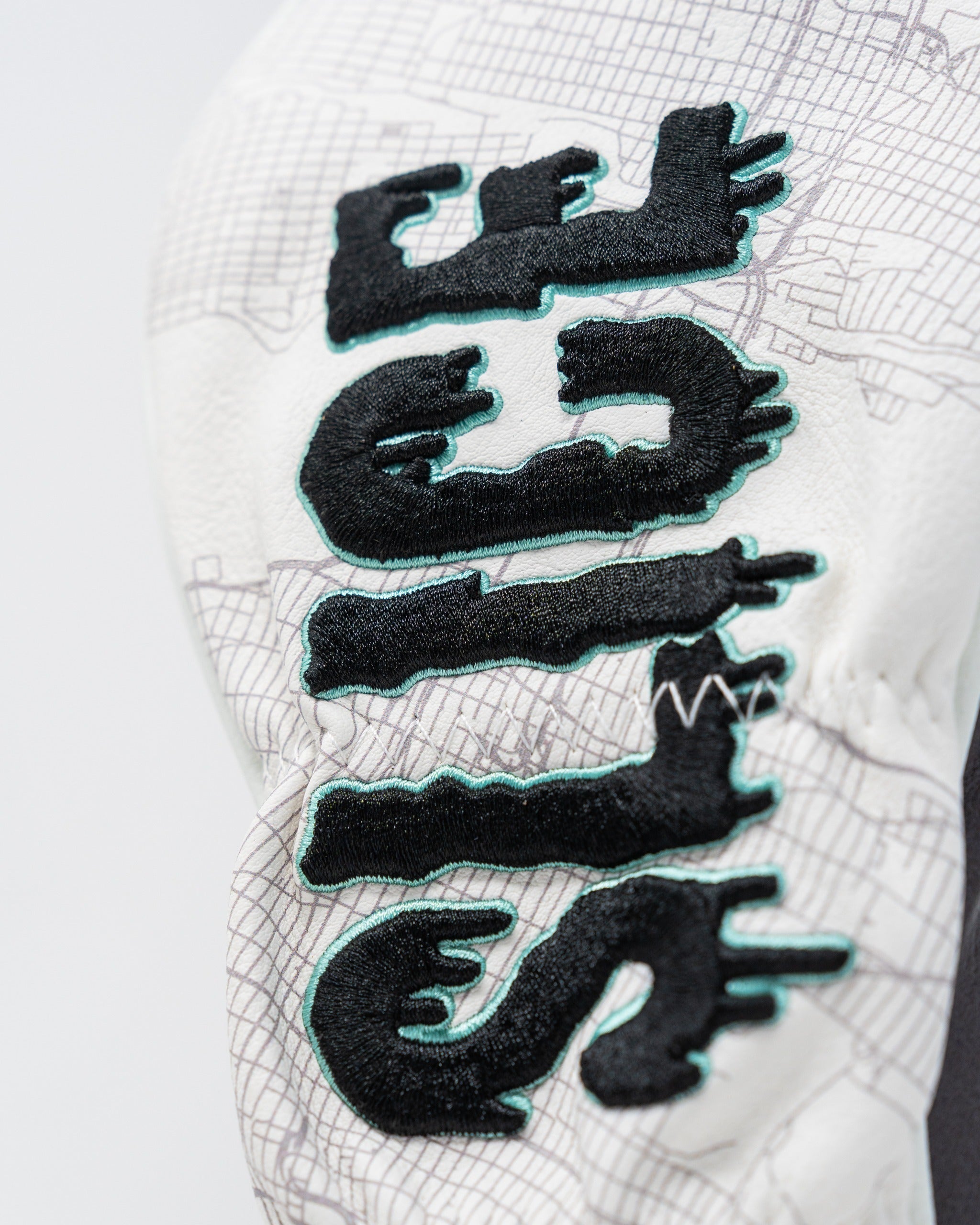 Bold Shady Slice Fairway Cover featuring a unique design with striking black and teal lettering on a textured background.