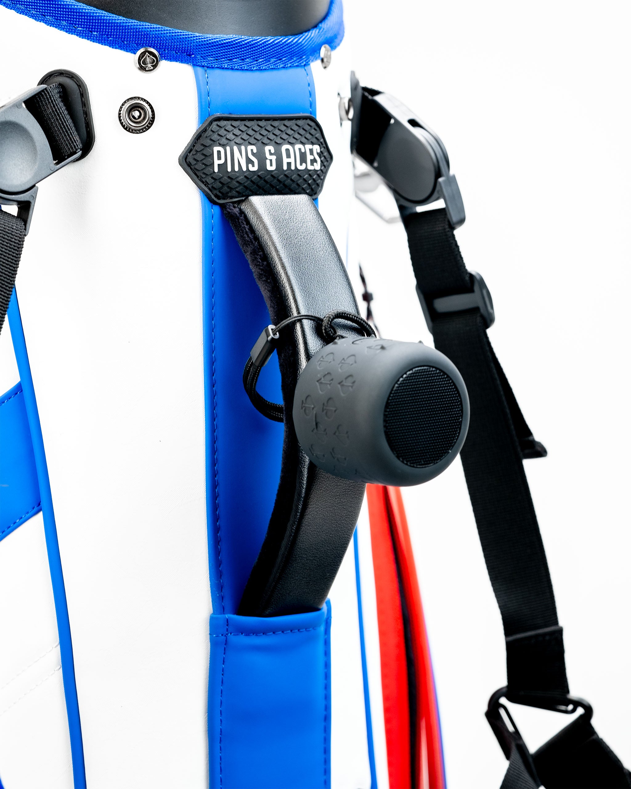 Player Preferred Golf Bag featuring a sleek design with blue accents and a convenient side pocket for accessories.