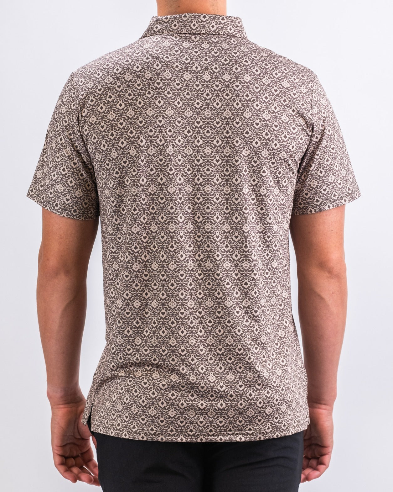 Men's Big Blind Ash golf shirt featuring a stylish pattern, designed for comfort and standout style on the course.