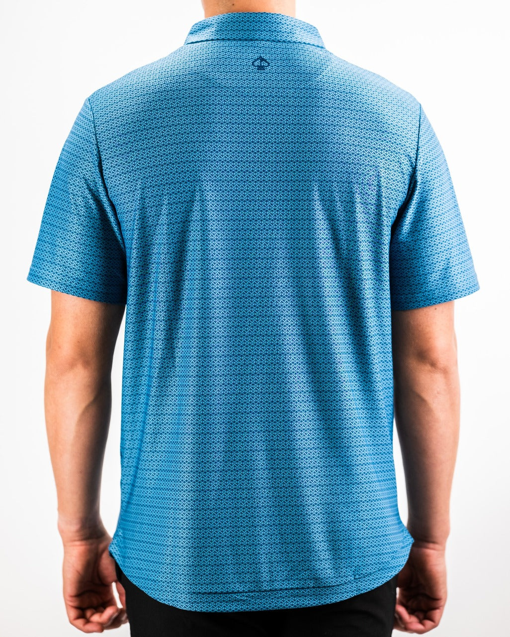 Men's Player Preferred Polo in Ocean Spade, featuring a vibrant blue pattern and a modern fit, ideal for stylish golf wear.