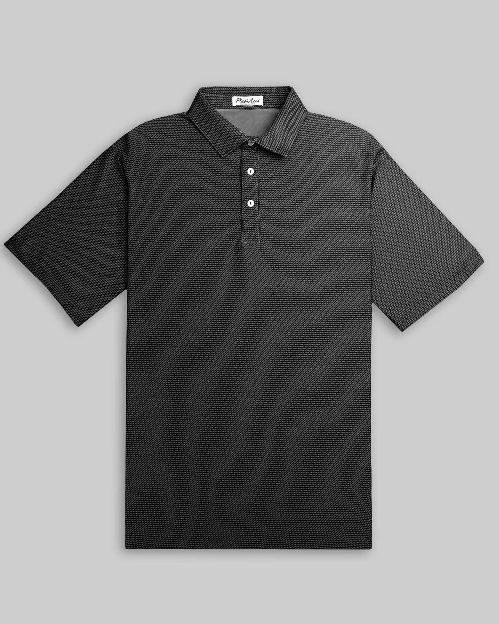 Player Preferred Polo in Night Wave features a sleek black design with a subtle pattern, ideal for stylish golfers.