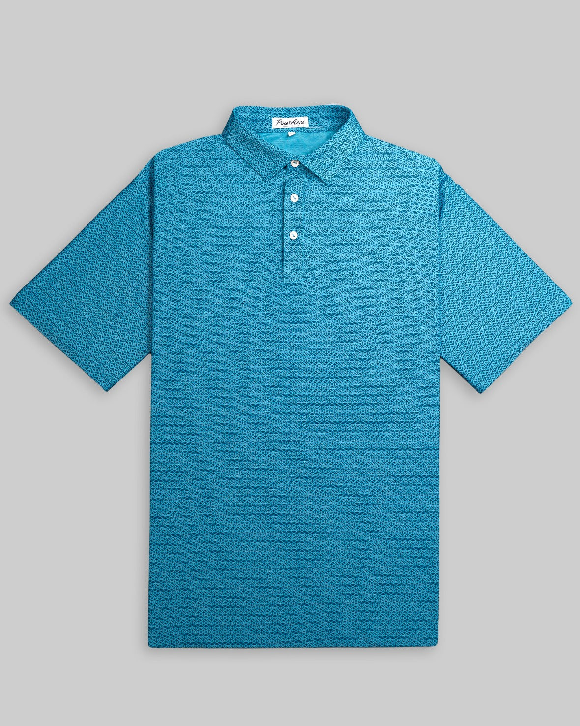 Player Preferred Polo in Ocean Spade features a vibrant blue pattern, perfect for stylish golfers seeking comfort on the course.