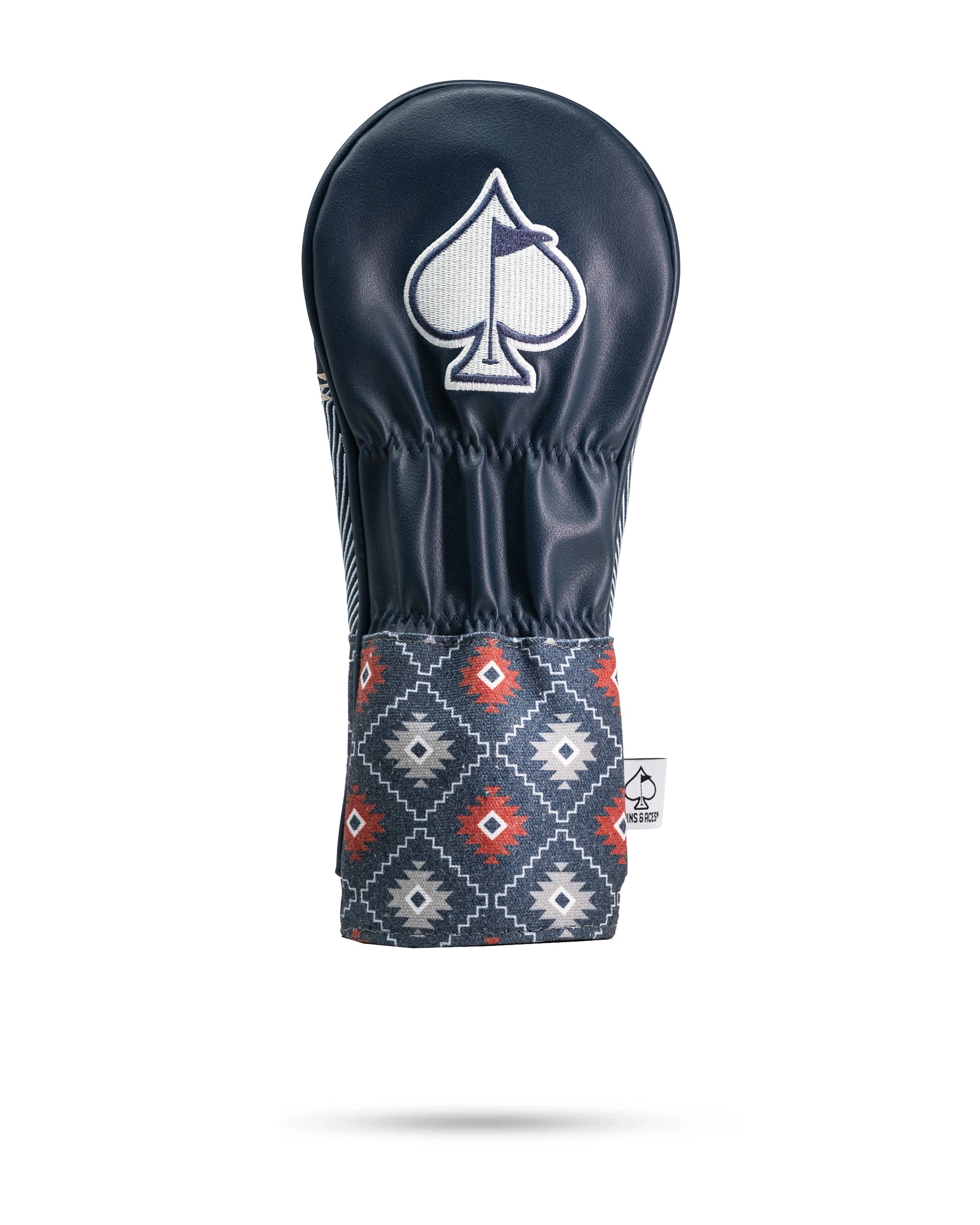 Western aesthetic fairway cover featuring a spade logo and a patterned fabric design, perfect for stylish golfers.