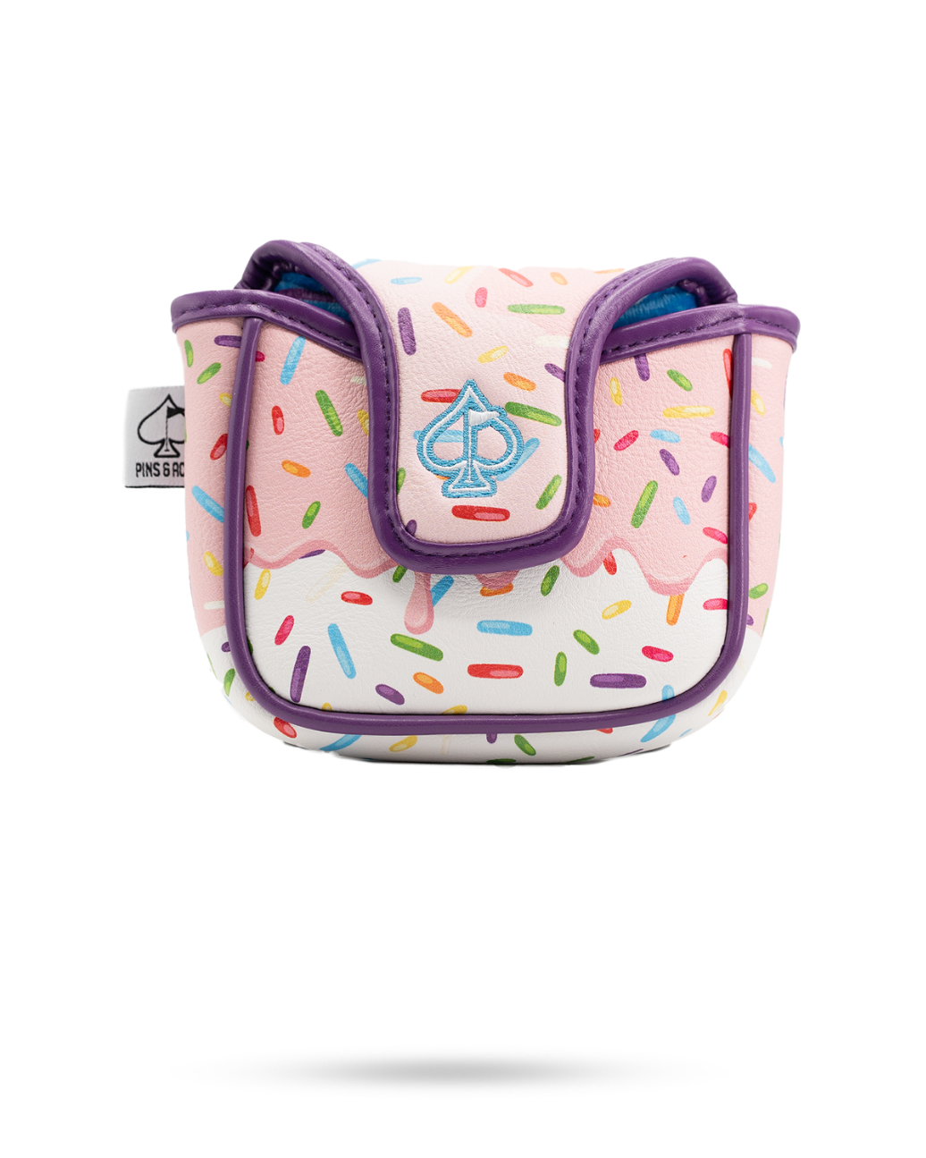 Colorful mallet putter cover featuring a donut design with sprinkles, perfect for golfers wanting a fun and unique accessory.