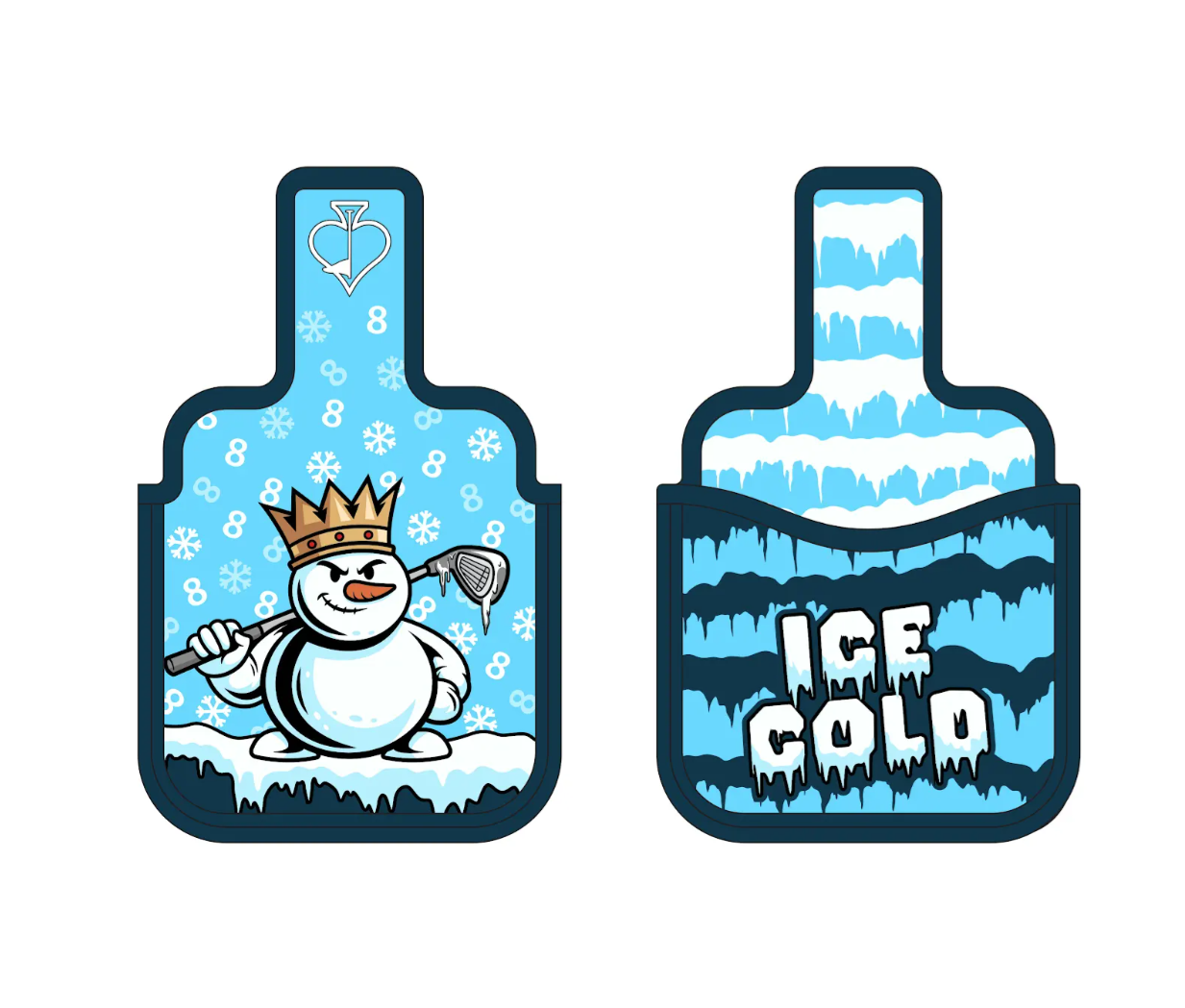 Snowman mallet cover featuring a cartoon snowman with a crown and ice-themed design, perfect for stylish golfers.