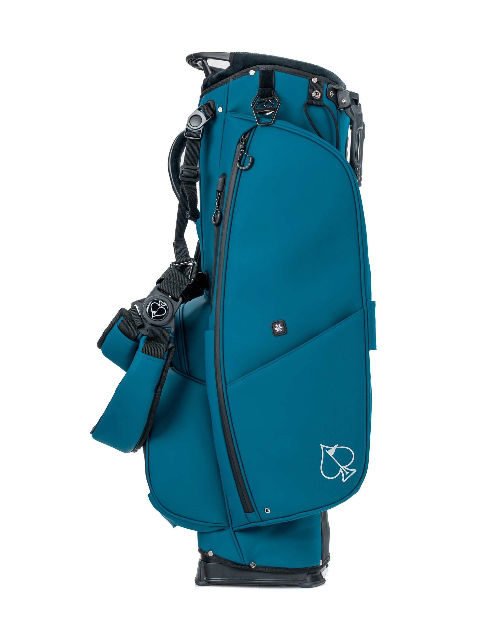 Sea Strike Player Preferred golf bag in teal with multiple pockets and a sleek design for stylish golfers.