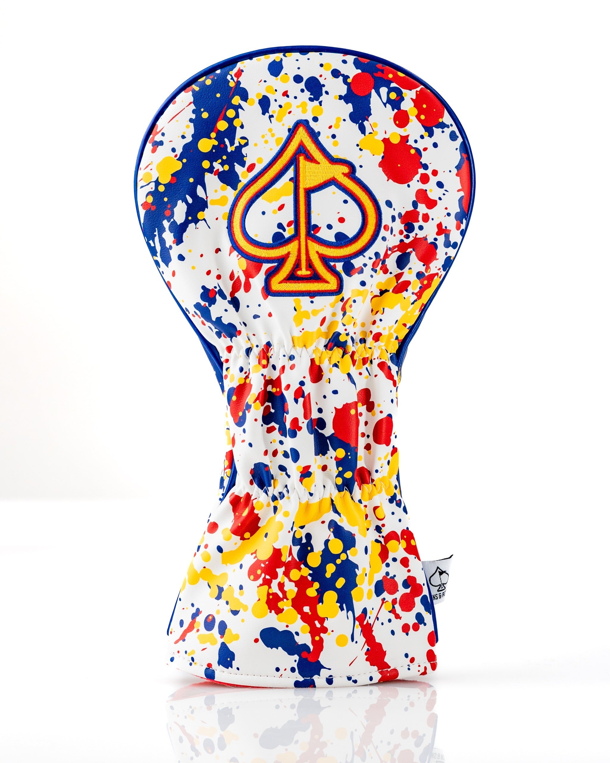 Bold Colorado 2.0 driver cover featuring a colorful splatter design and a prominent spade logo for standout style on the course.