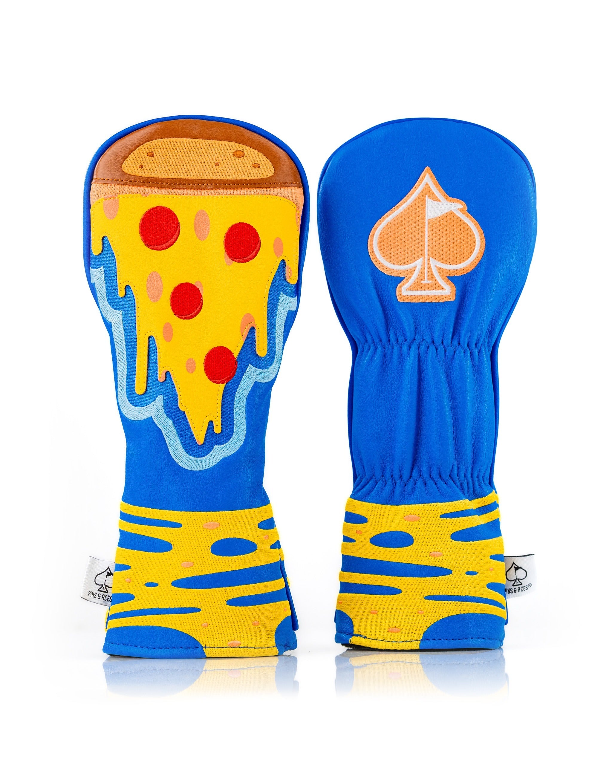 Bold pizza-themed fairway cover featuring vibrant colors and playful design, perfect for golfers wanting to stand out.
